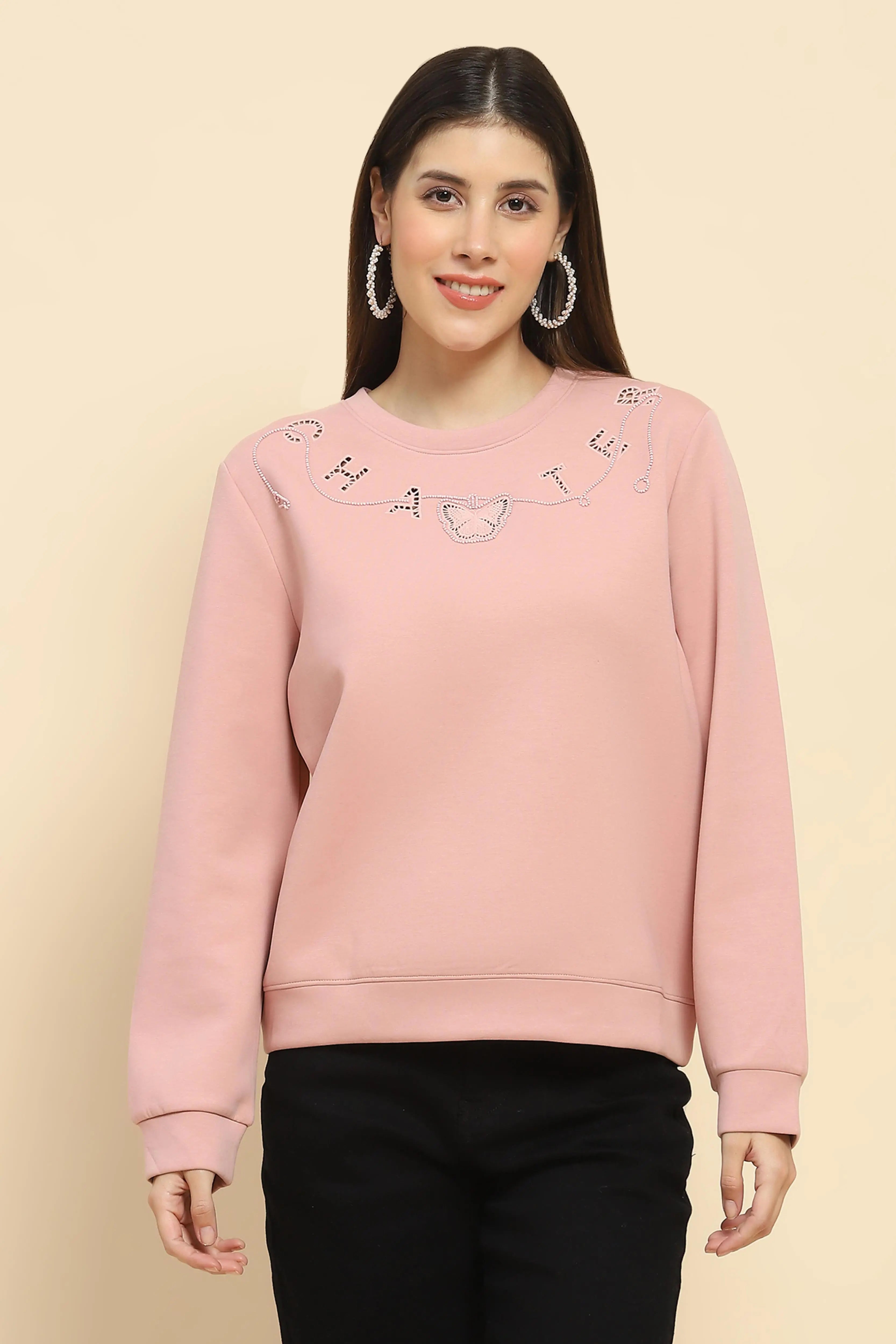 Pink   Embellished Sweatshirt - Global Republic