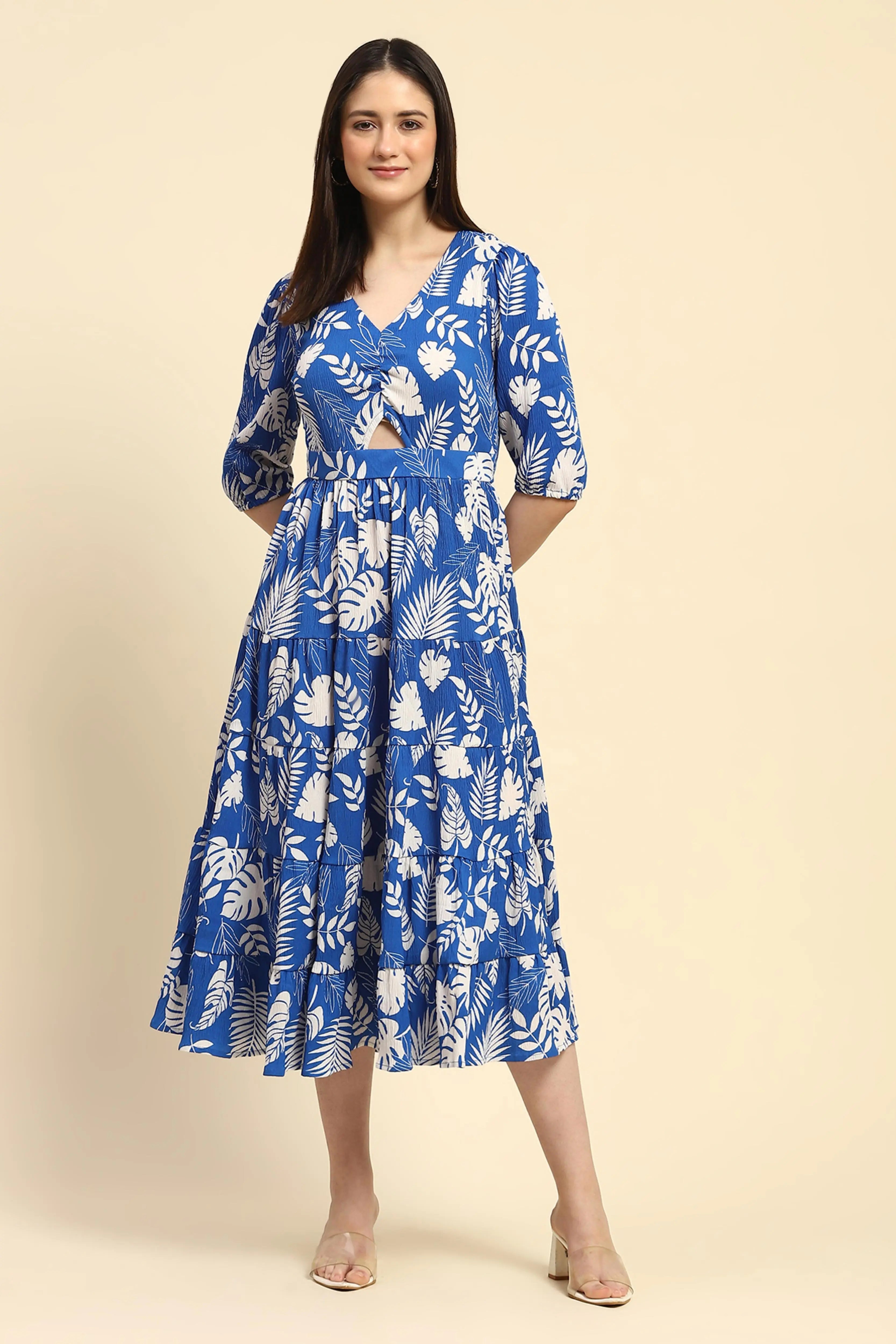 Tropical Print Fit & Flare Dress - Global Republic