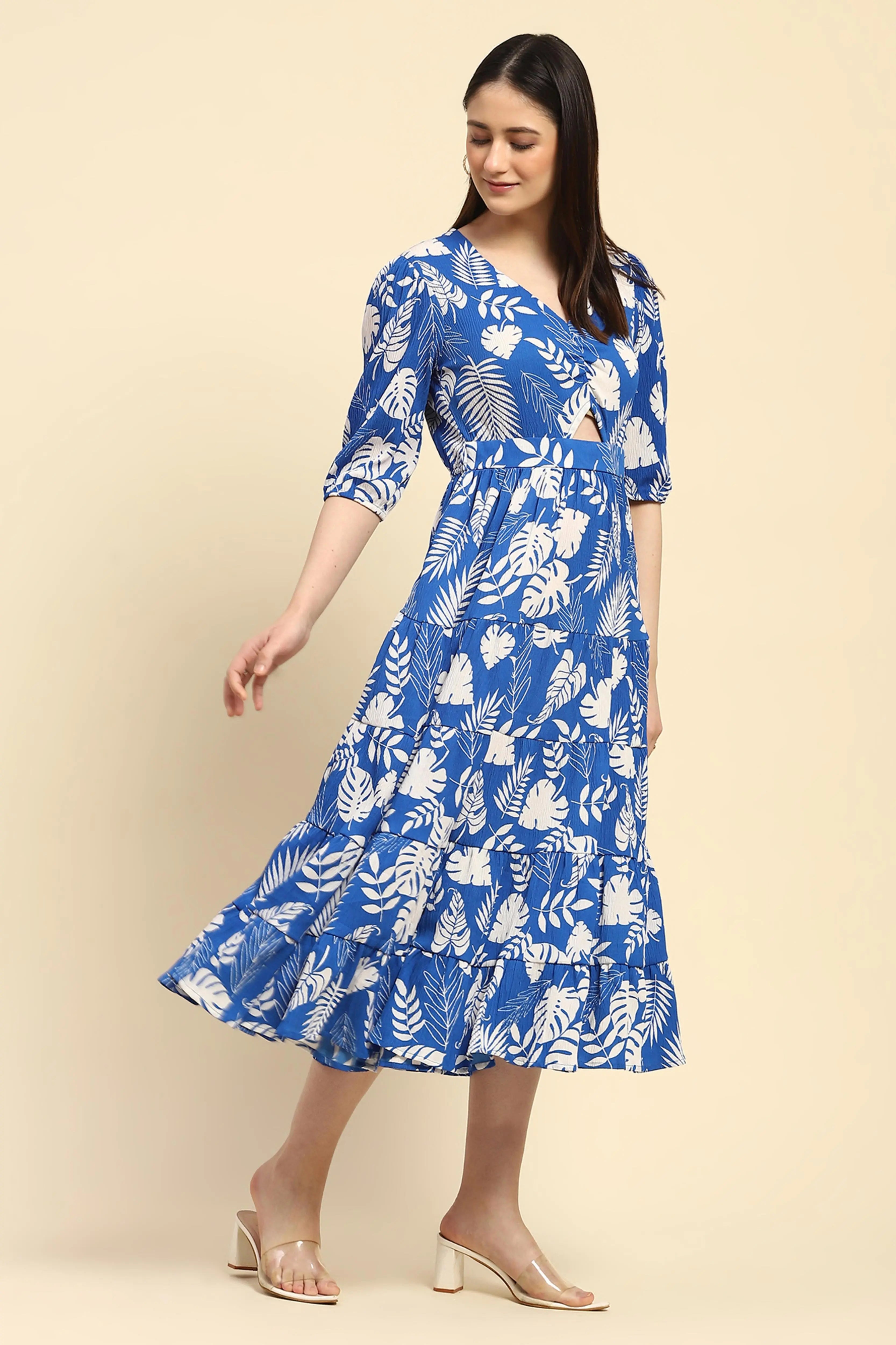 Tropical Print Fit & Flare Dress - Global Republic