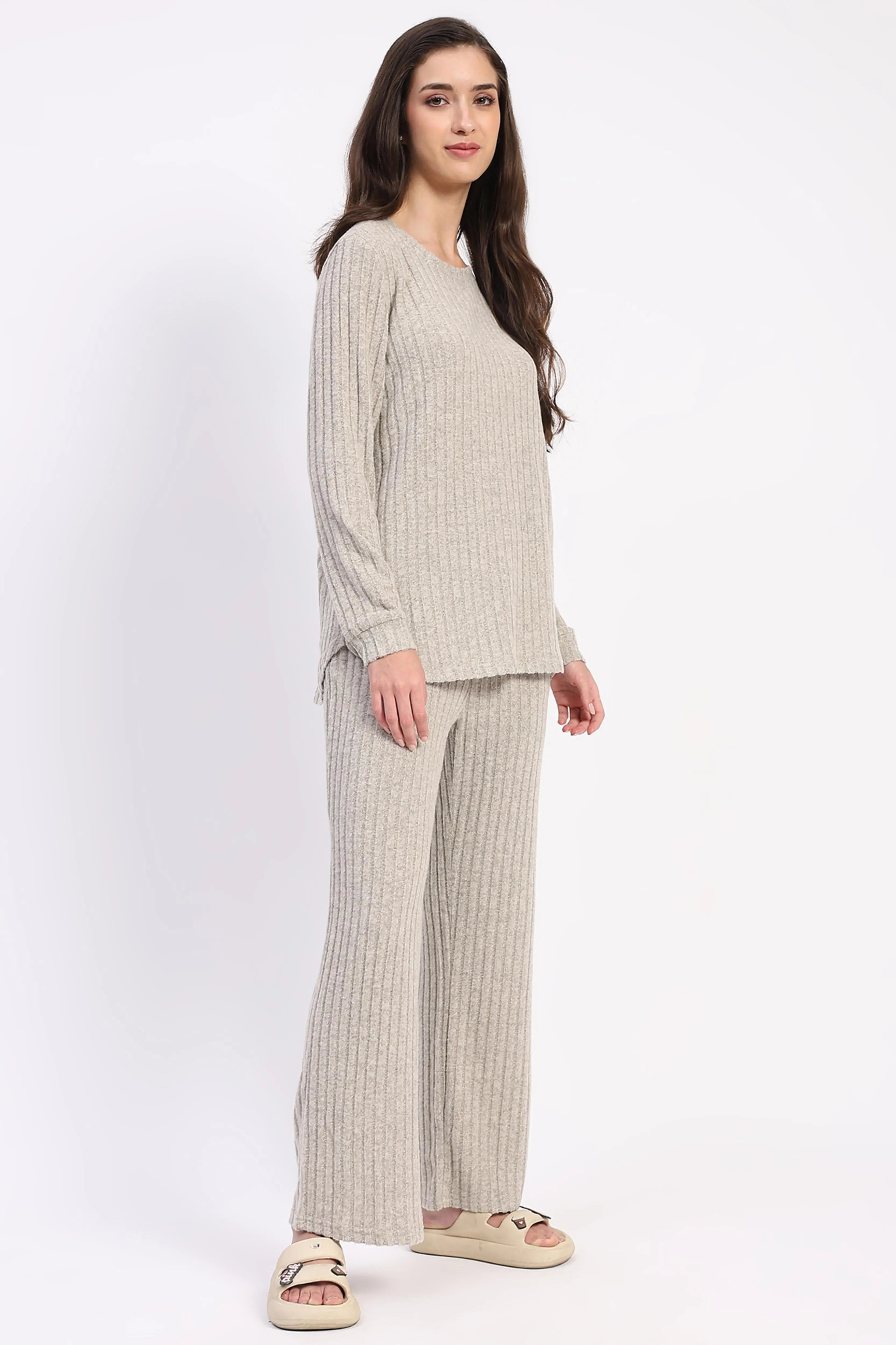 Self-Striped -Spandex Winter Loungewear - Global Republic