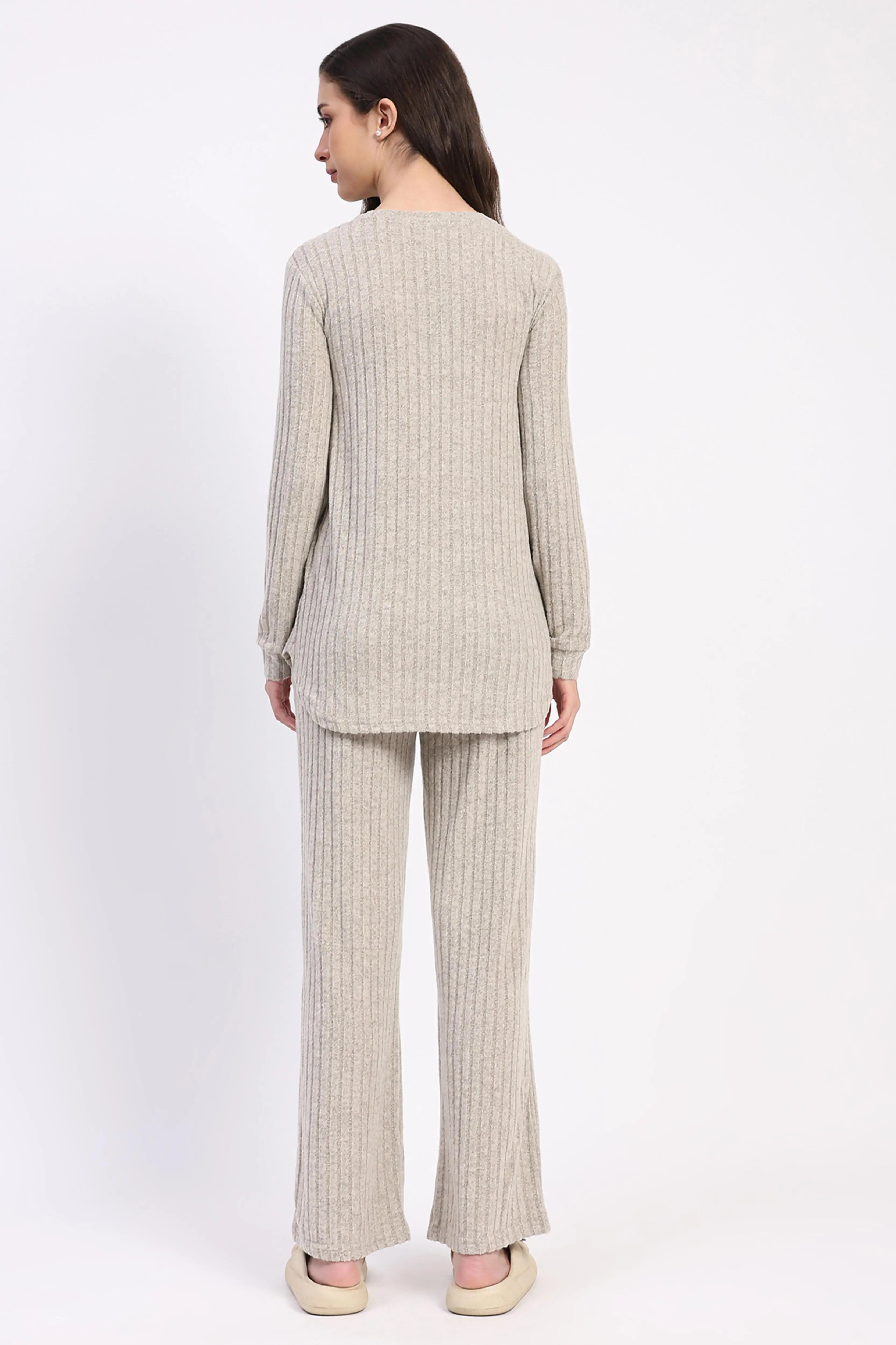 Self-Striped -Spandex Winter Loungewear - Global Republic