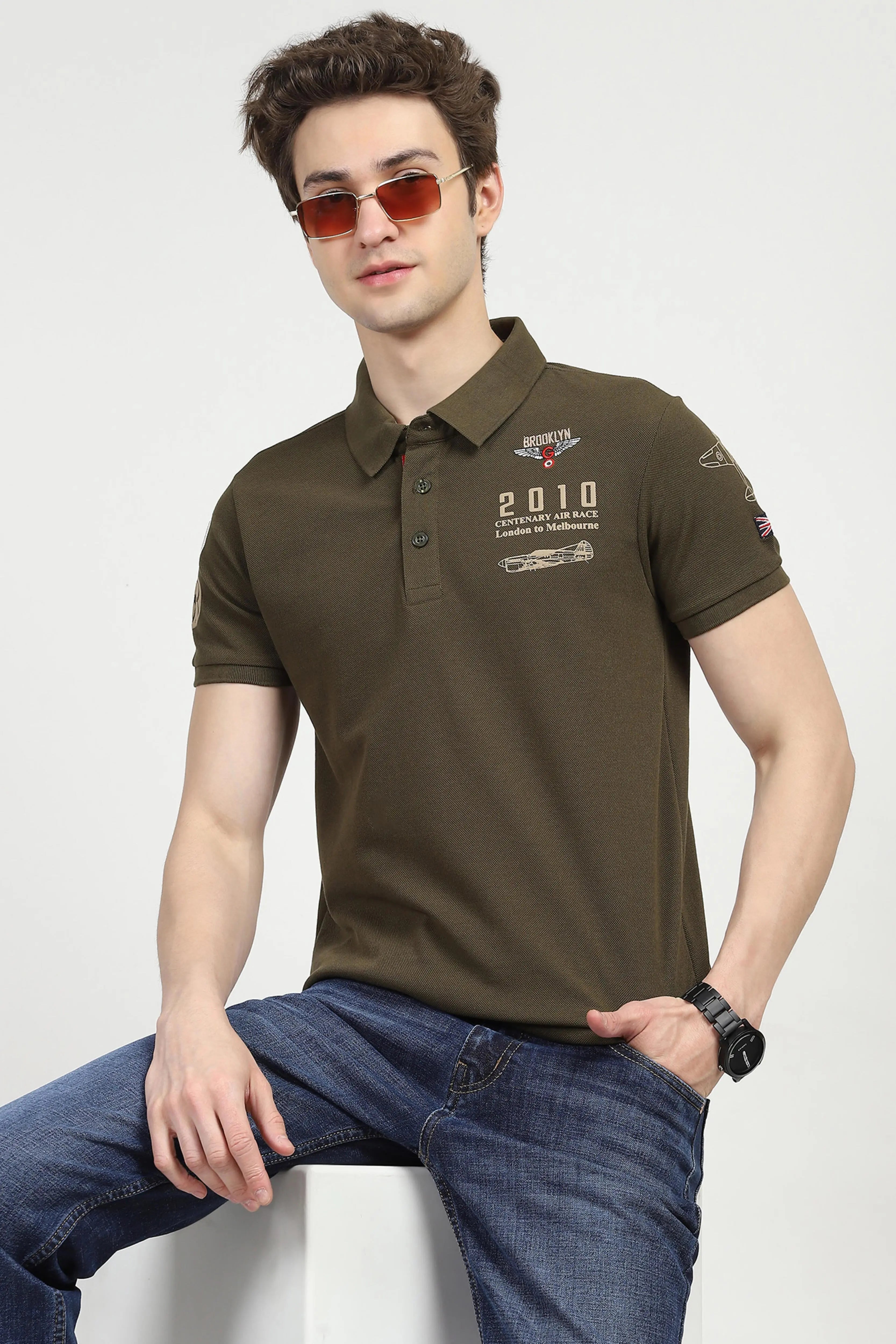 Olive Cotton Polo T-shirt - Global Republic