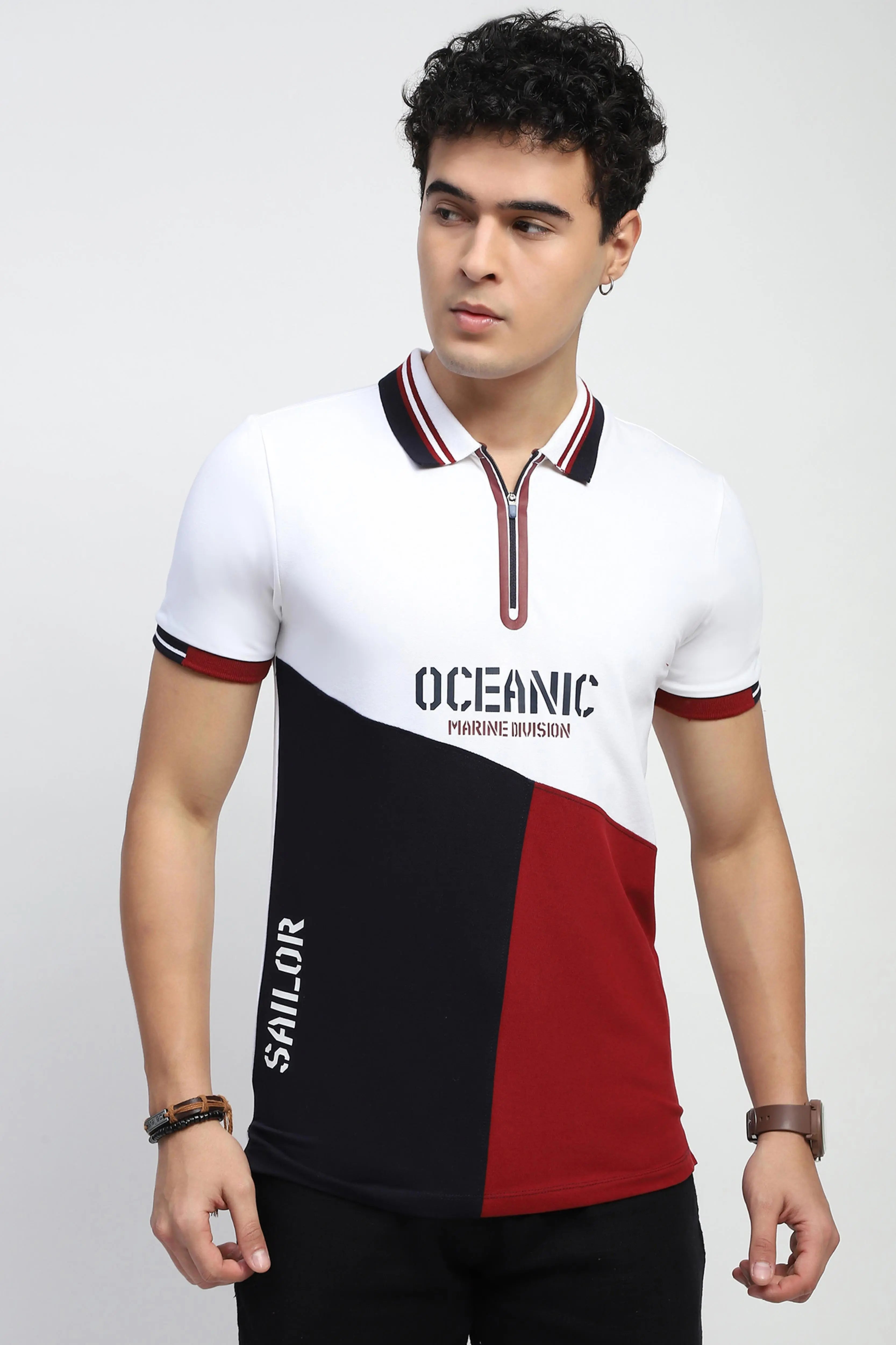 Color Block Cotton T-Shirt - Global Republic