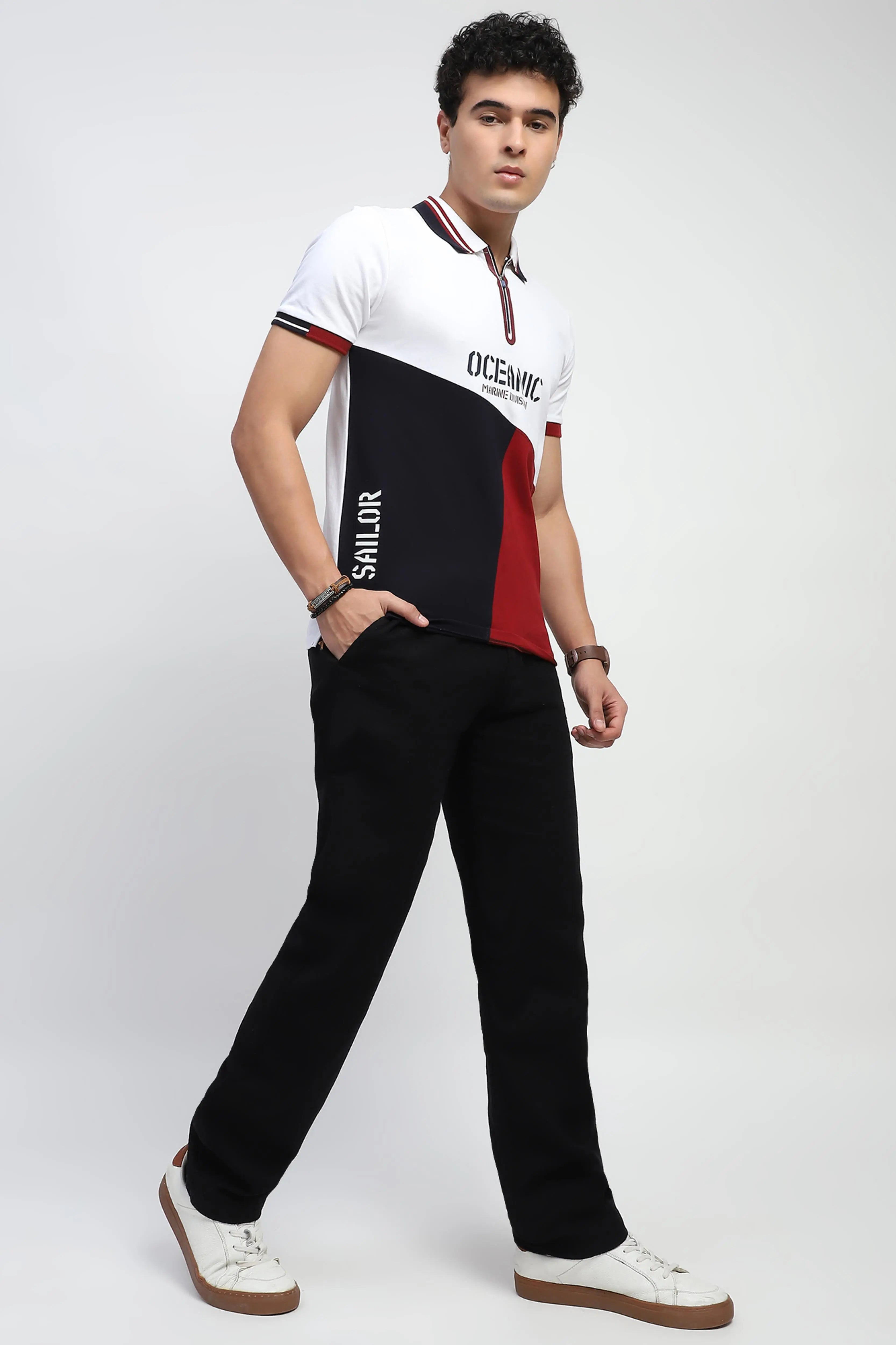 Color Block Cotton T-Shirt - Global Republic