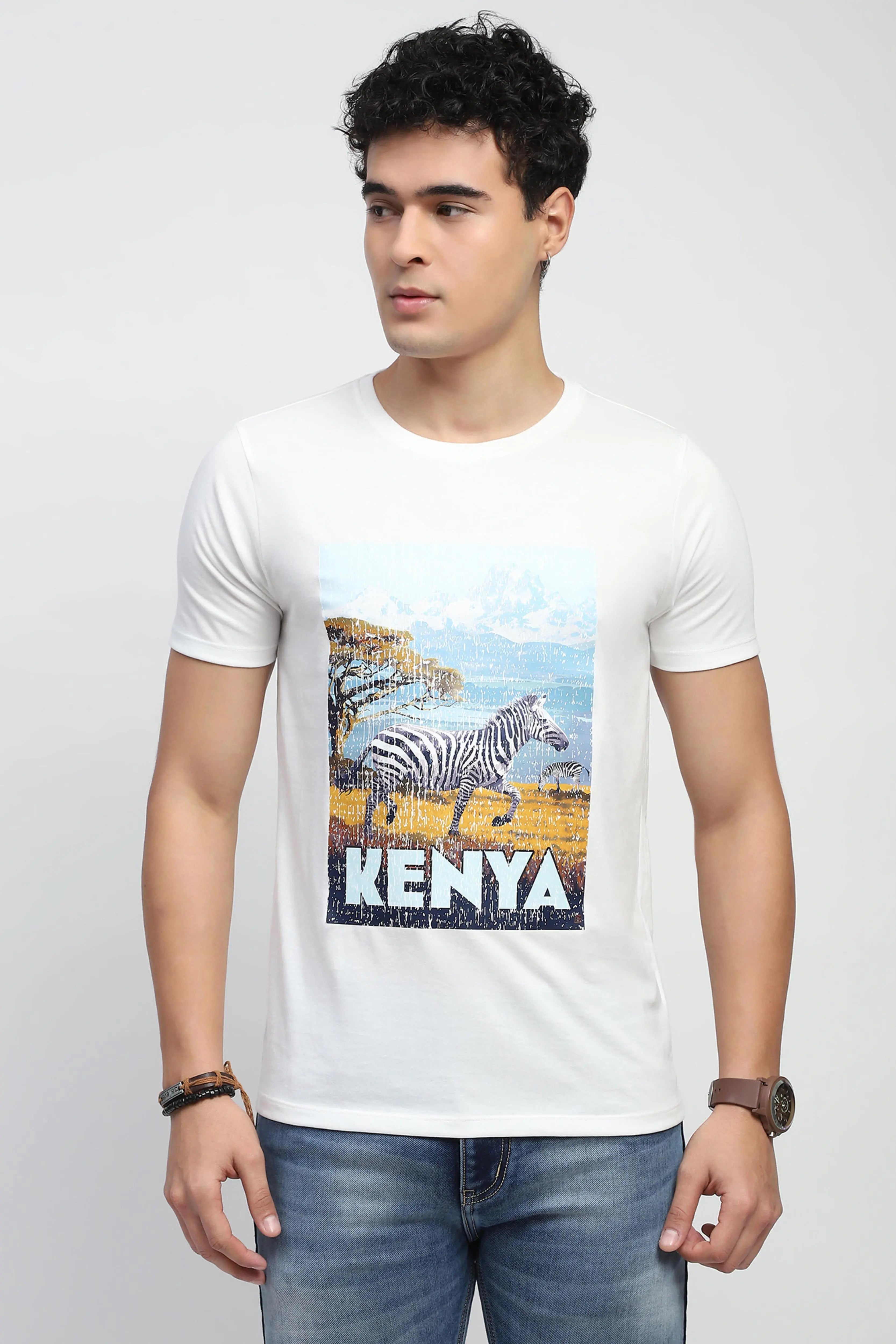 White Graphic Cotton T-Shirt - Global Republic