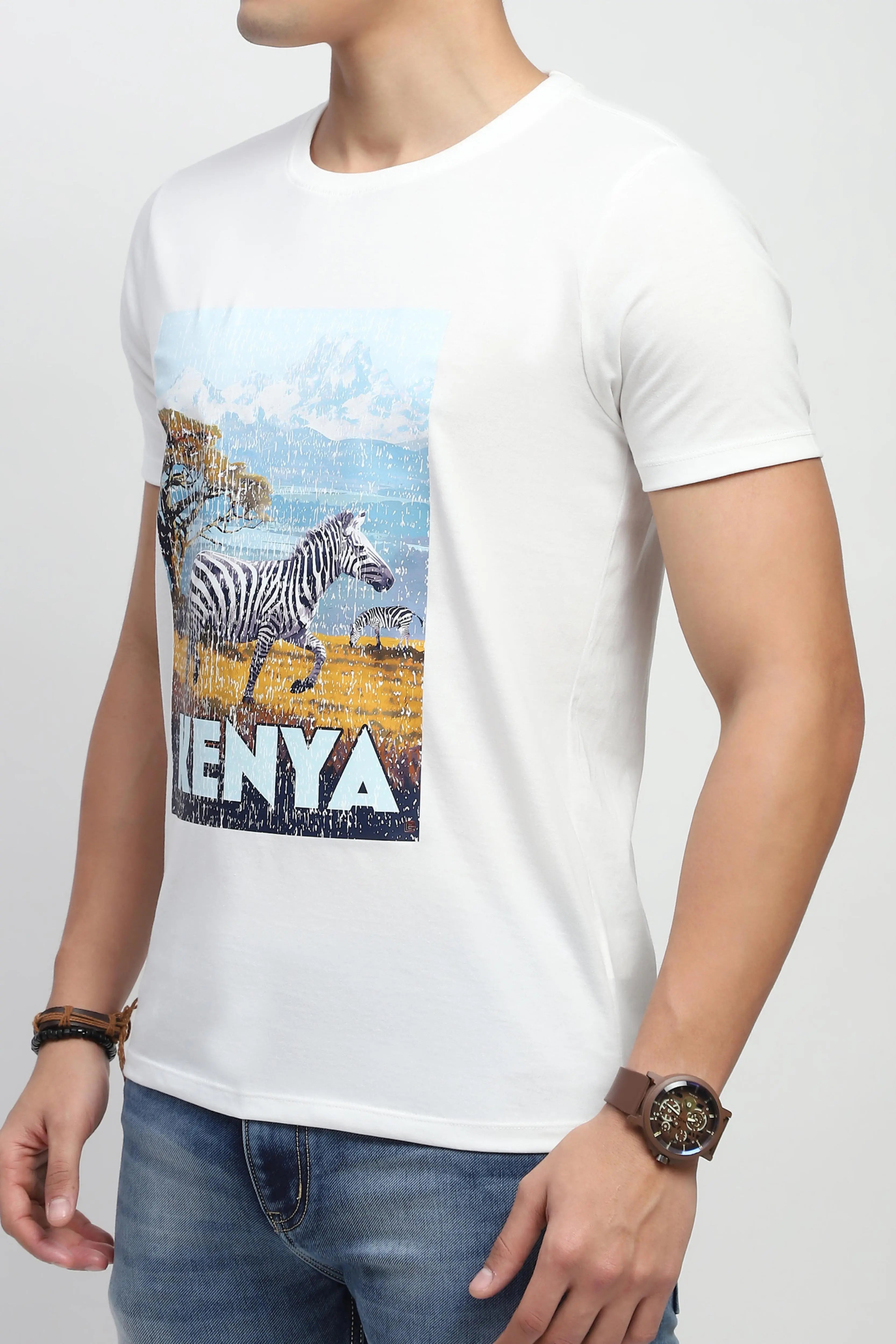 White Graphic Cotton T-Shirt - Global Republic