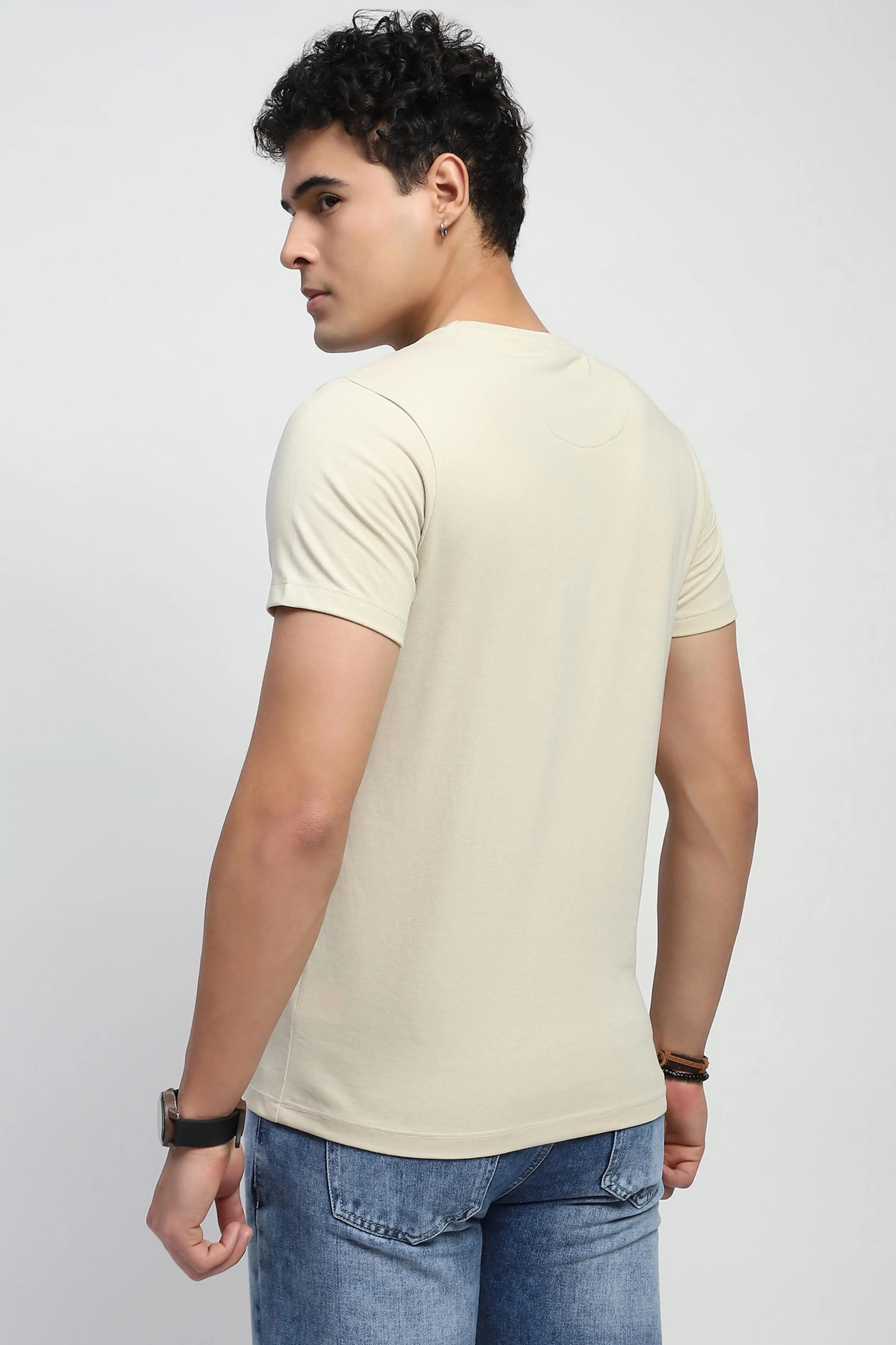 Beige Graphic Cotton T-Shirt - Global Republic