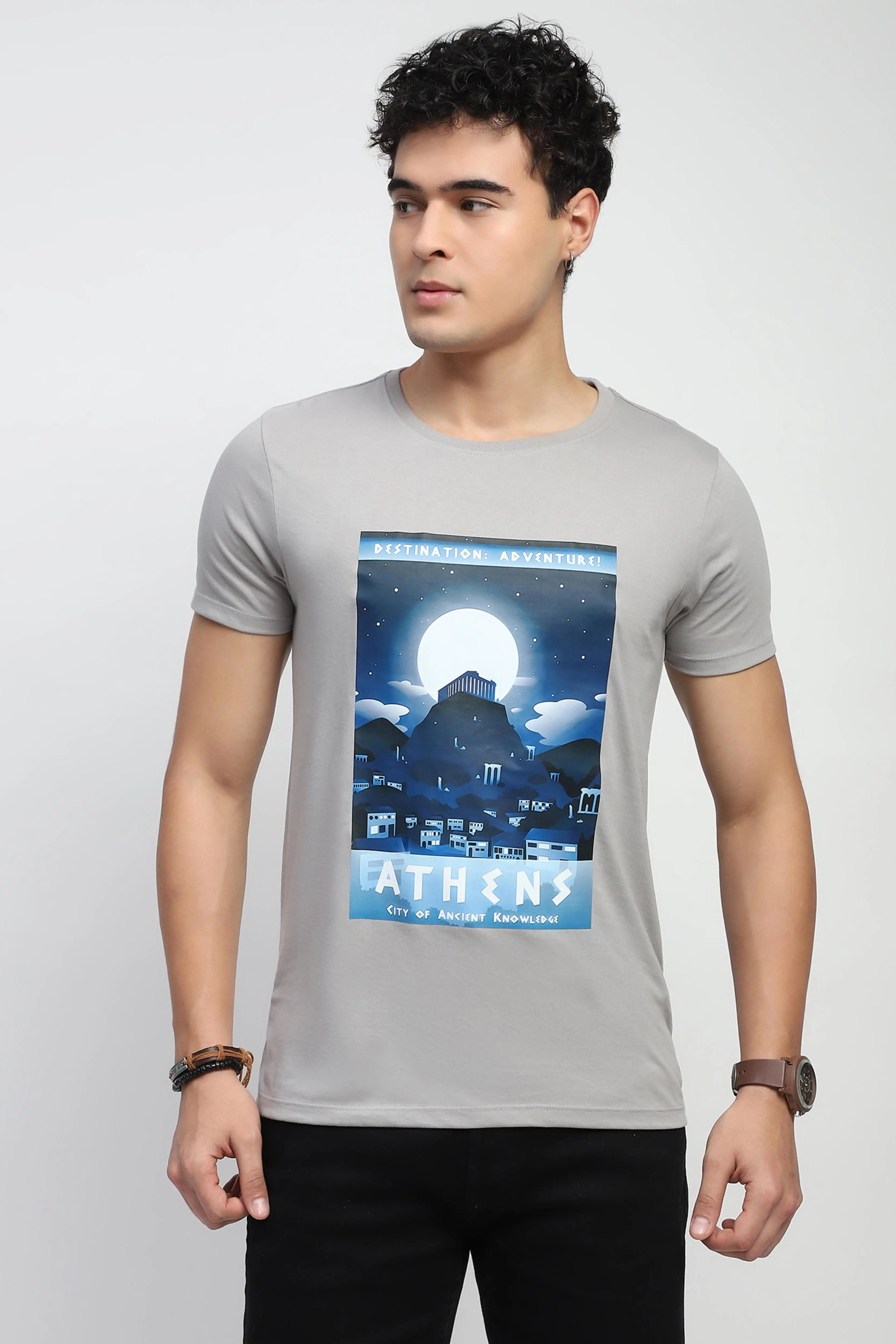 Grey Graphic Cotton T-Shirt - Global Republic