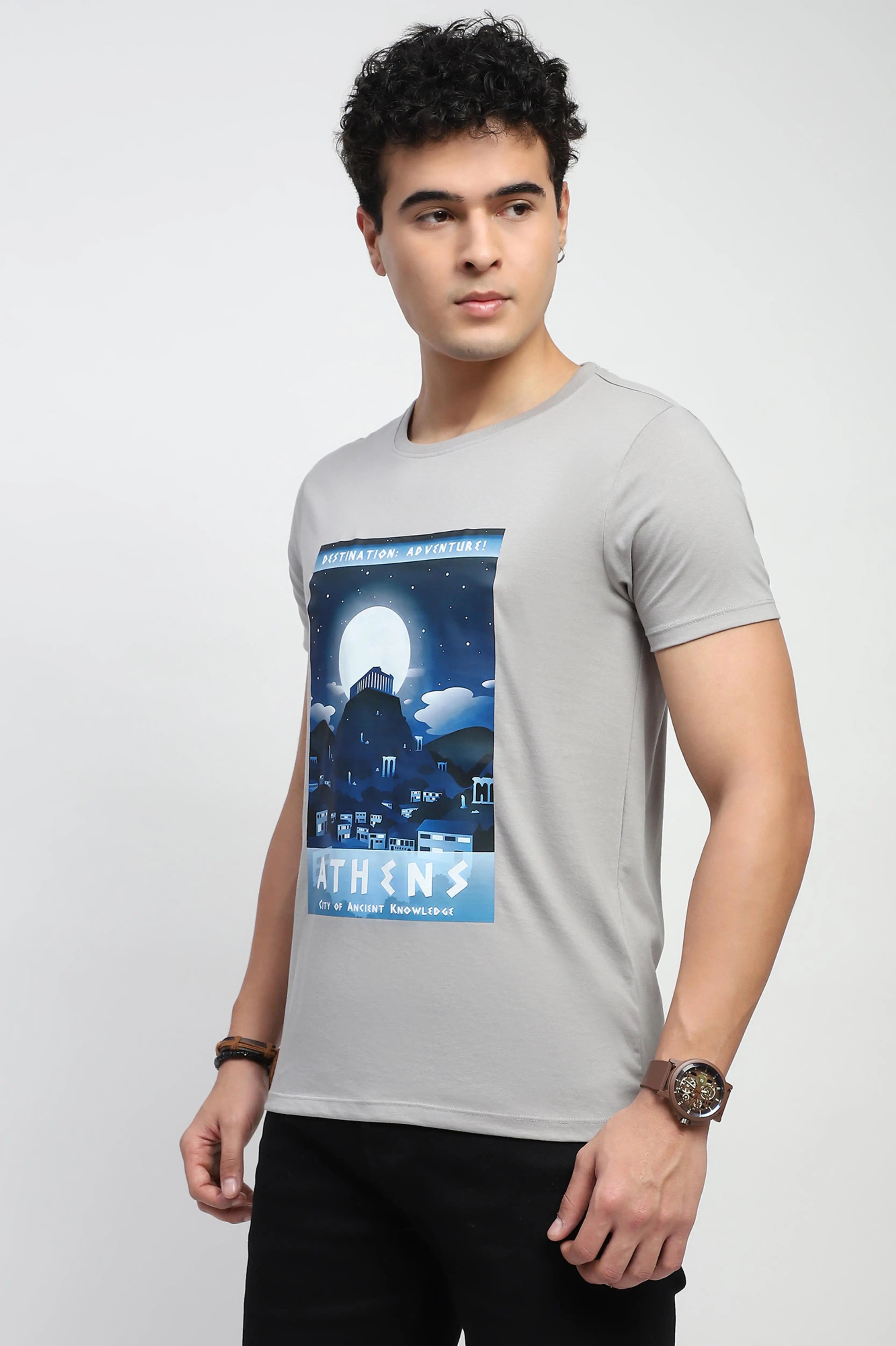 Grey Graphic Cotton T-Shirt - Global Republic