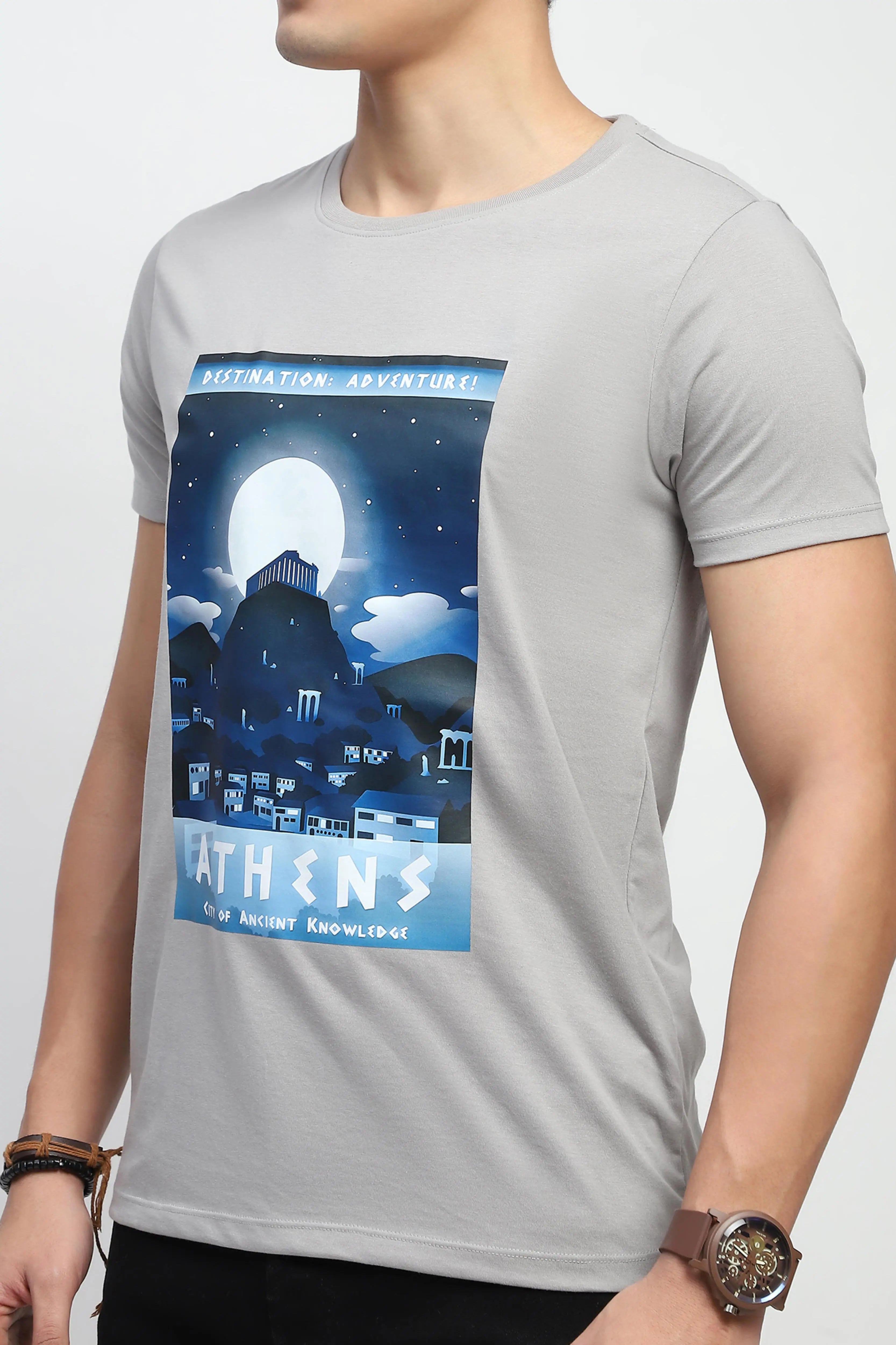 Grey Graphic Cotton T-Shirt - Global Republic