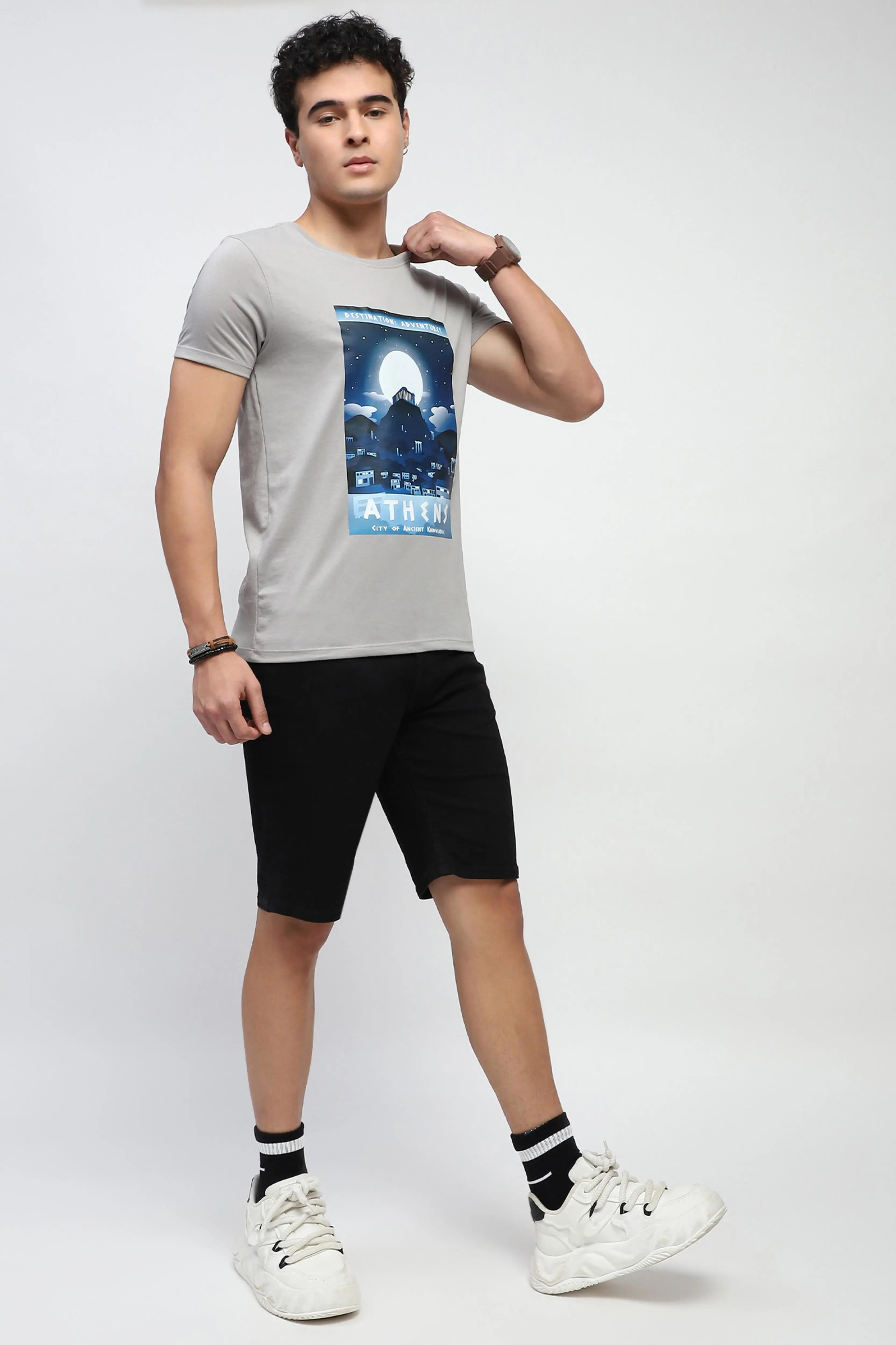 Grey Graphic Cotton T-Shirt - Global Republic