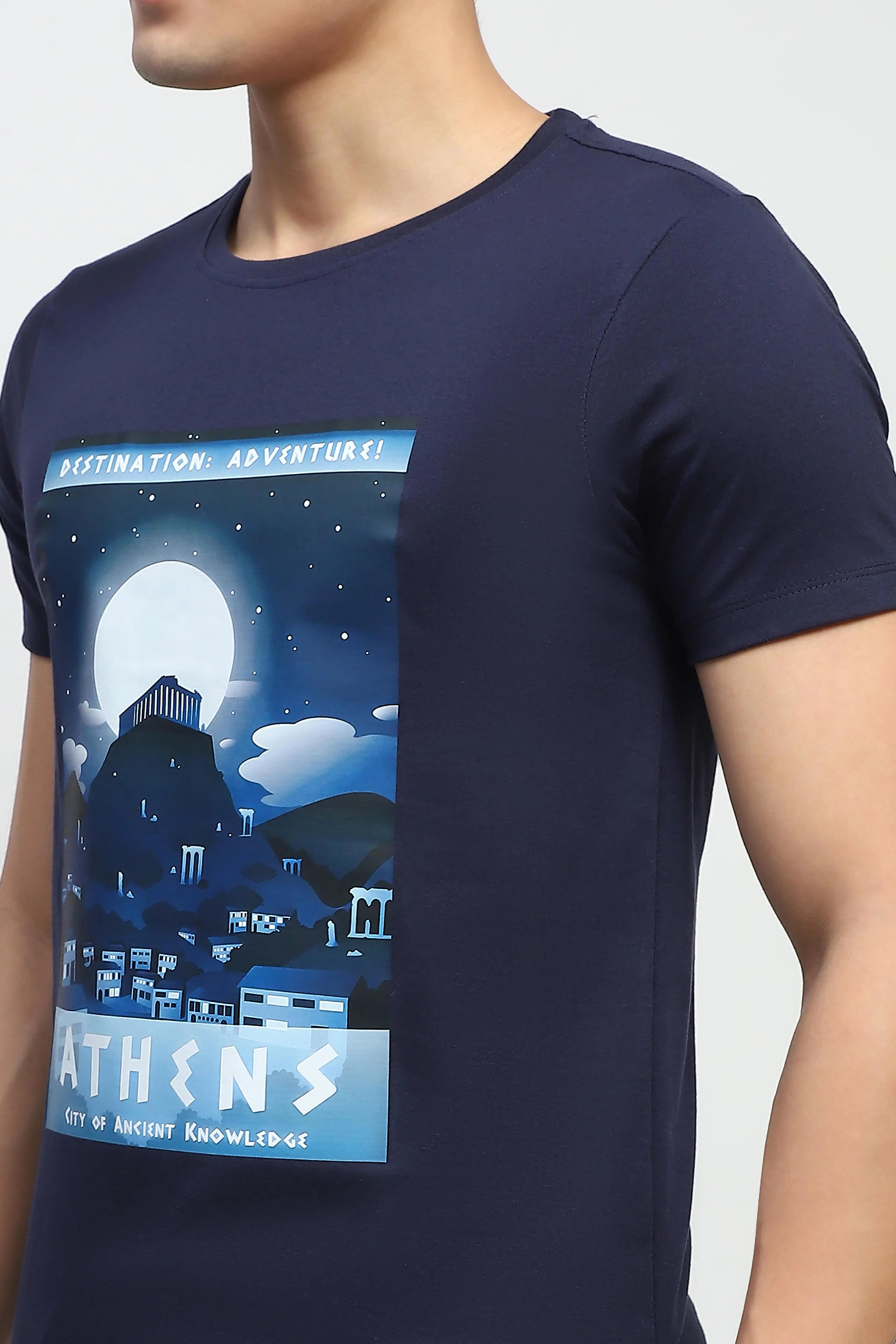 Navy Graphic Cottonk T-Shirt - Global Republic