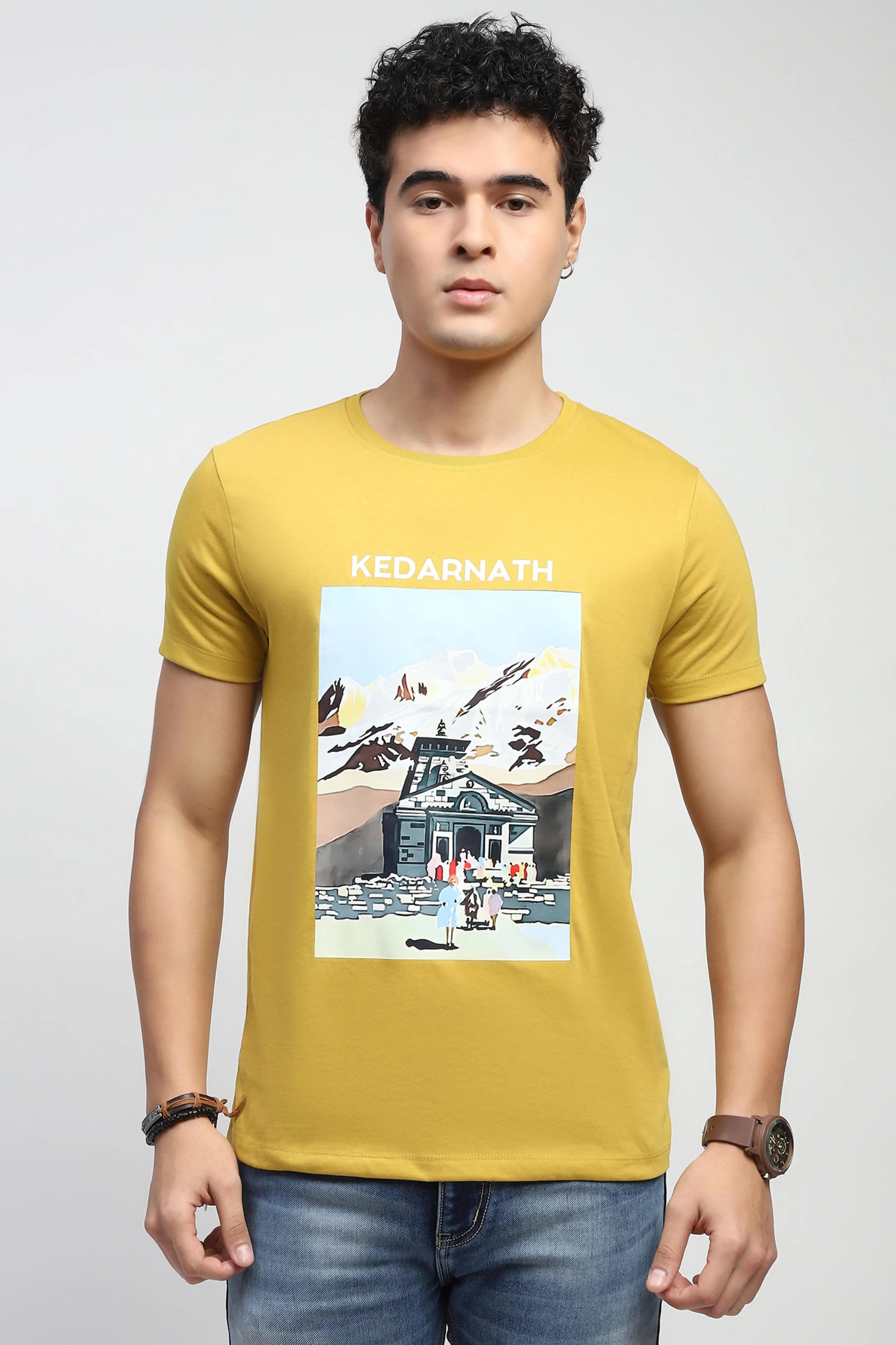 Mustard Graphic Cotton T-Shirt - Global Republic