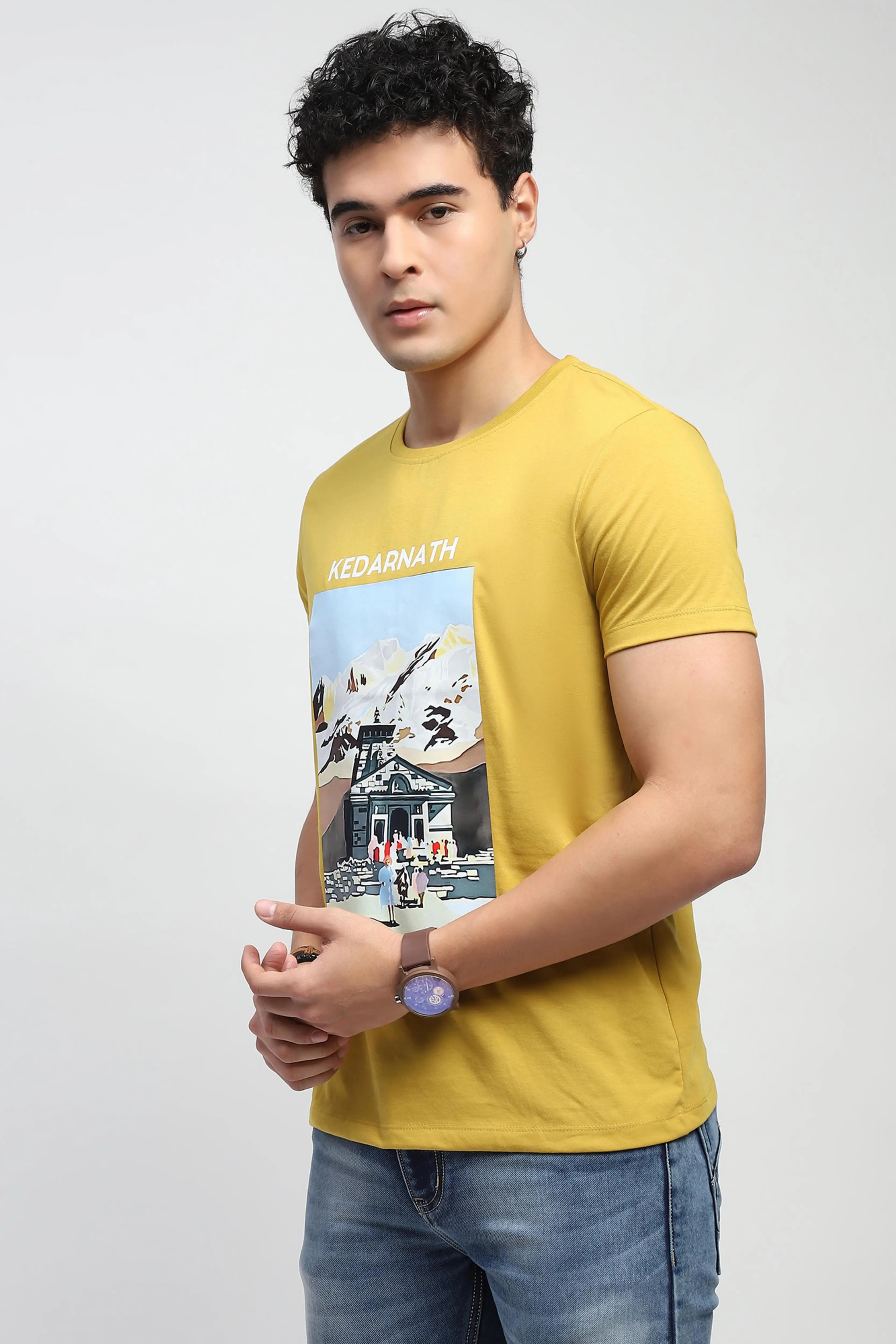 Mustard Graphic Cotton T-Shirt - Global Republic
