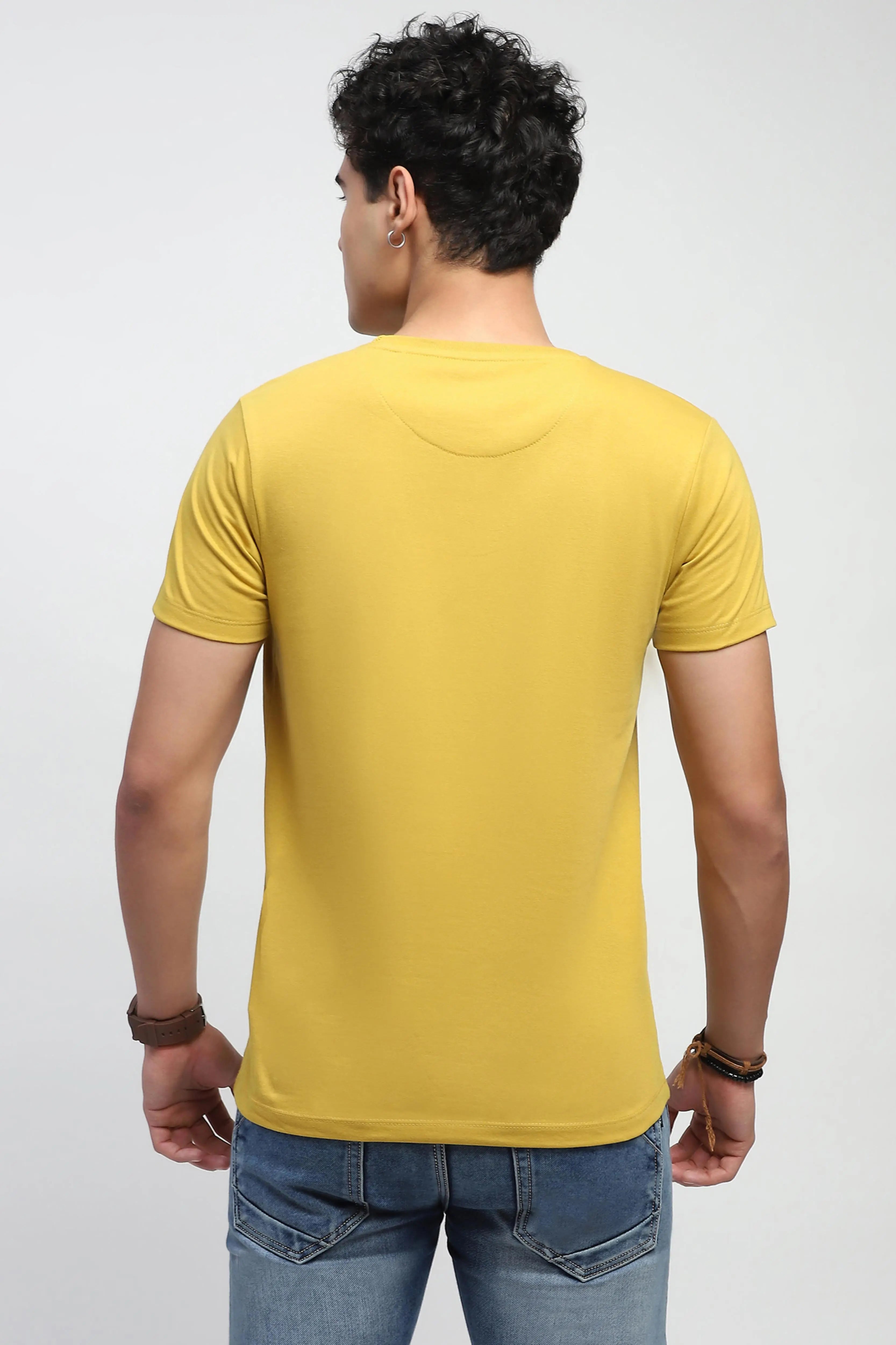 Mustard Graphic Cotton T-Shirt - Global Republic