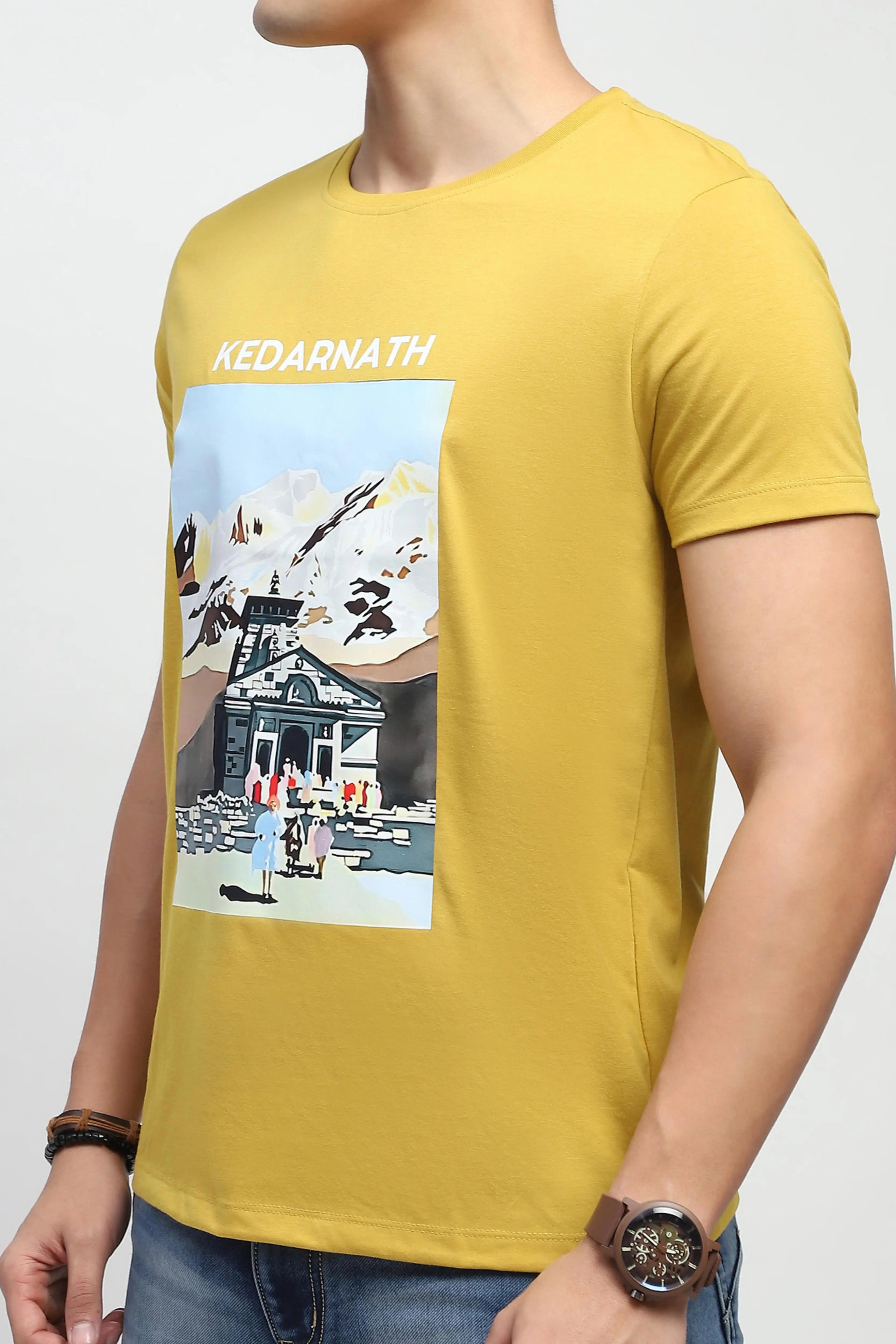 Mustard Graphic Cotton T-Shirt - Global Republic