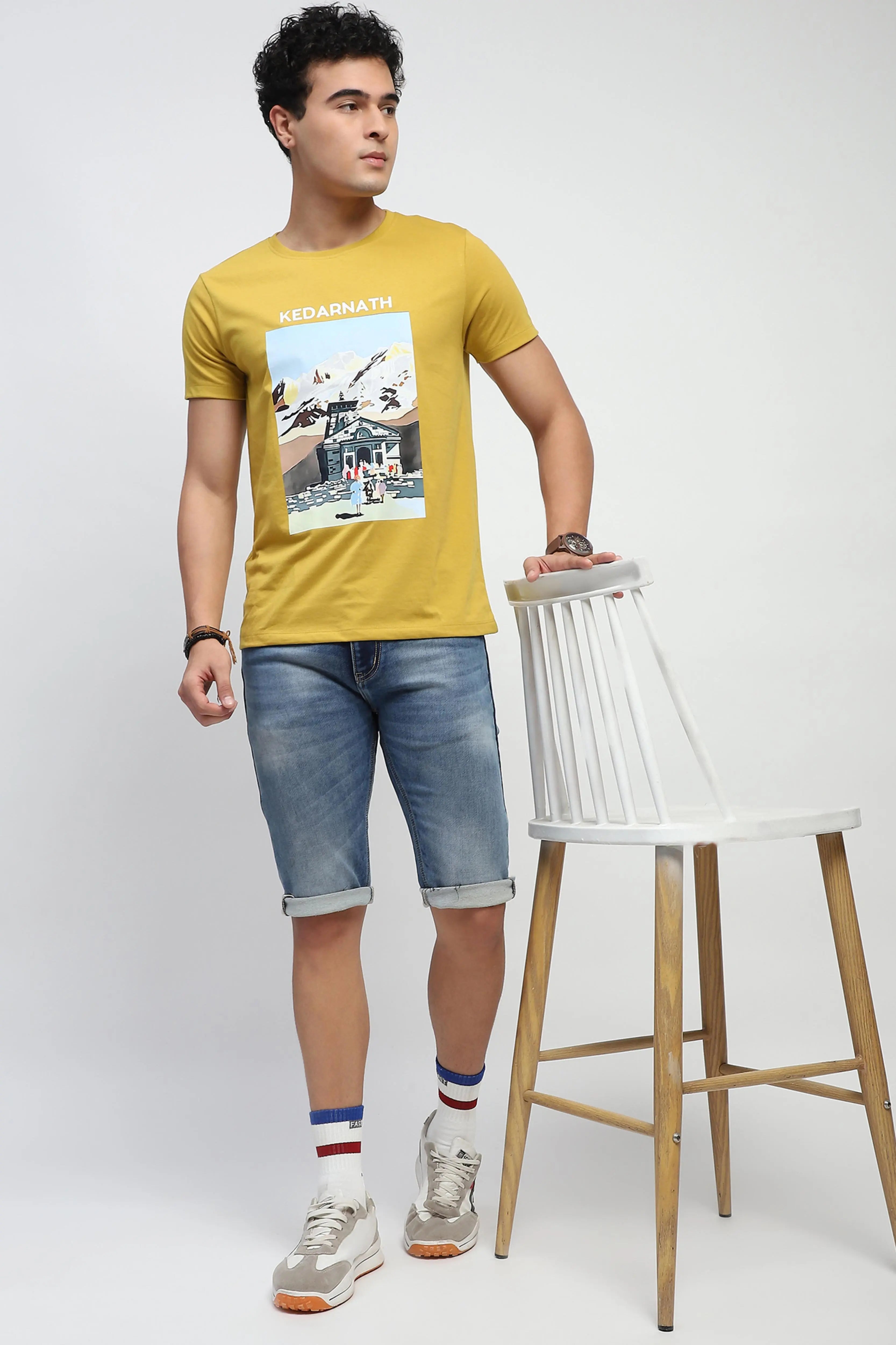 Mustard Graphic Cotton T-Shirt - Global Republic