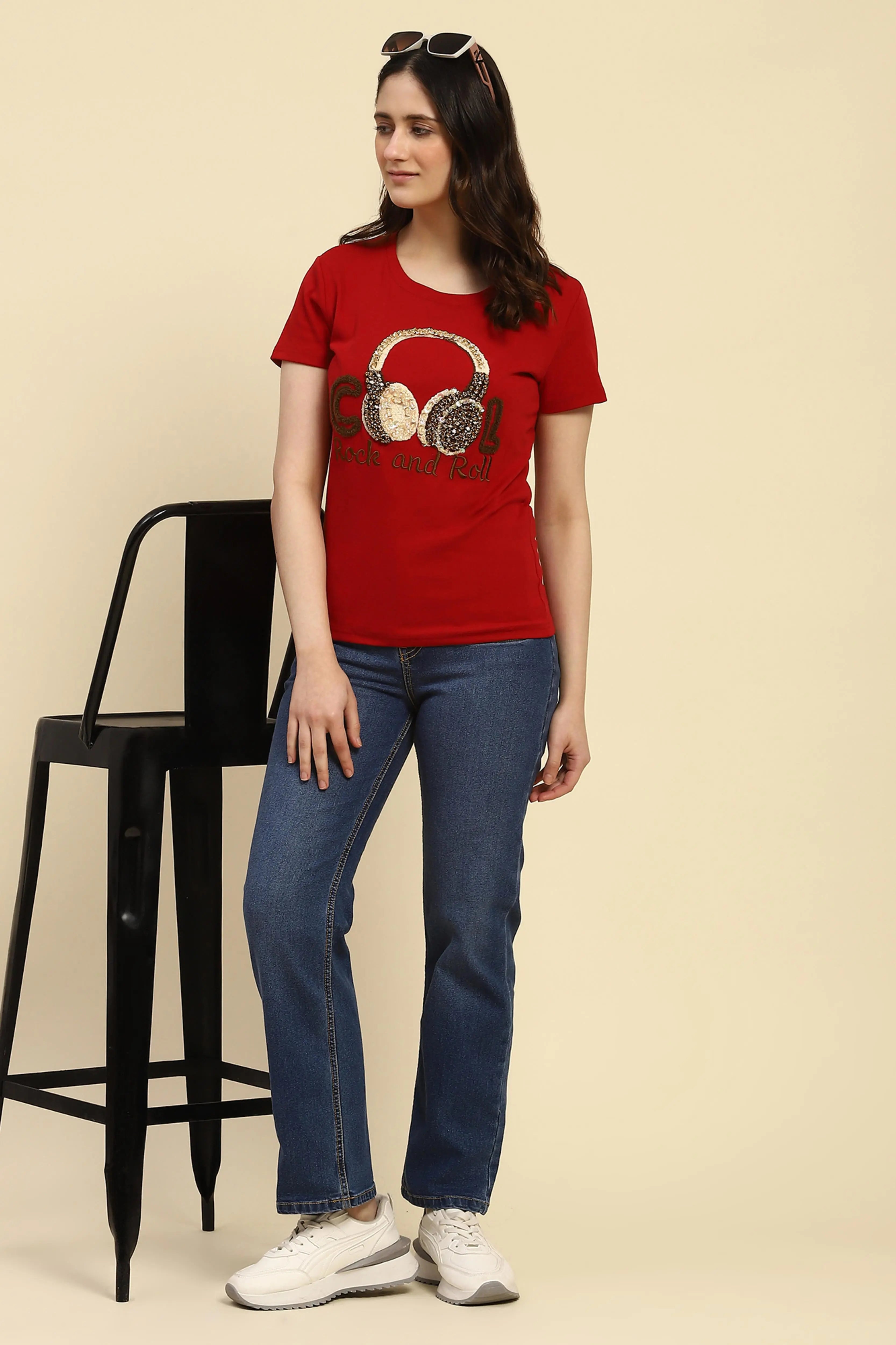 Blue Cotton Blend Straight Jeans - Global Republic