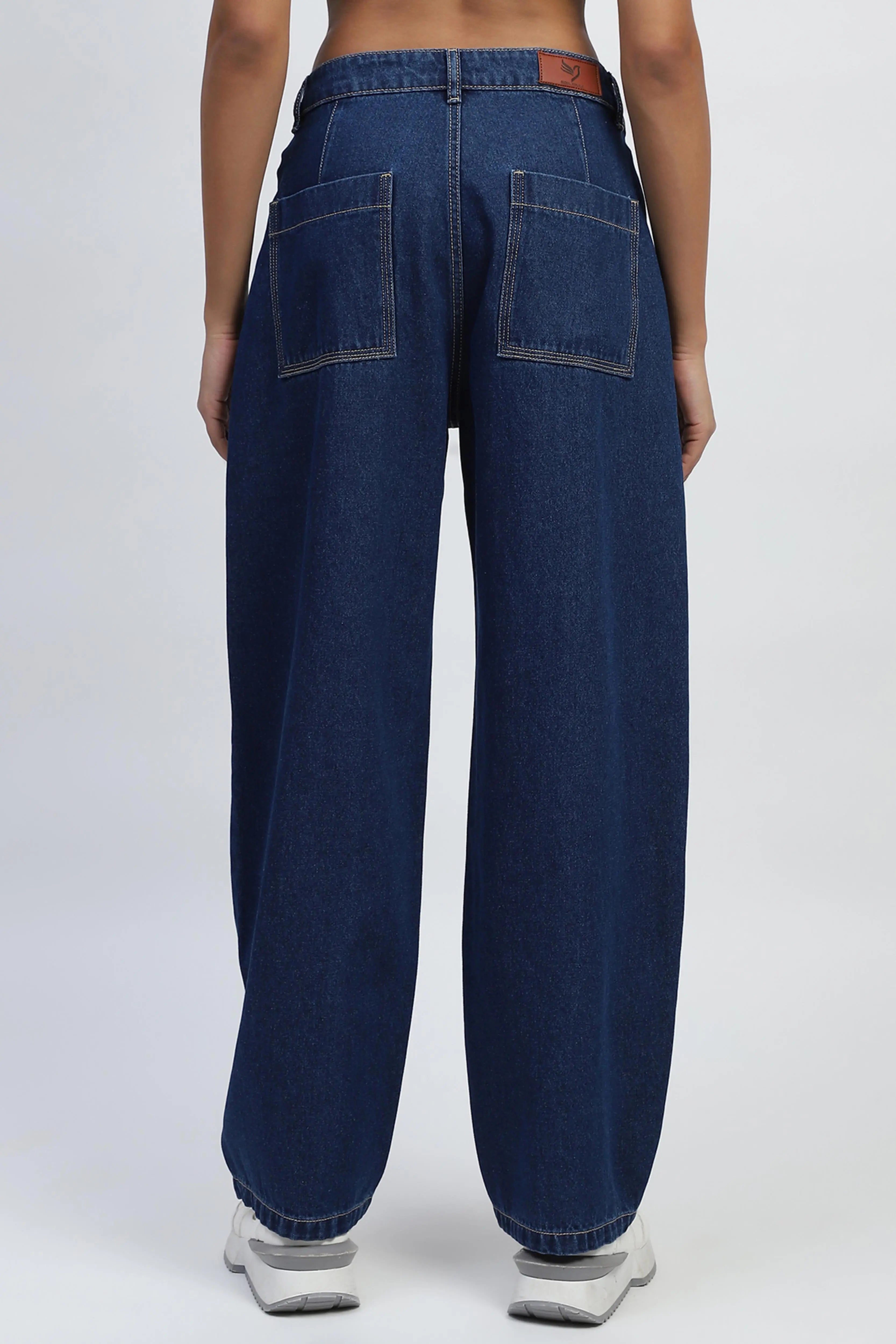 Blue Cotton Blend Boyfriend Jeans - Global Republic