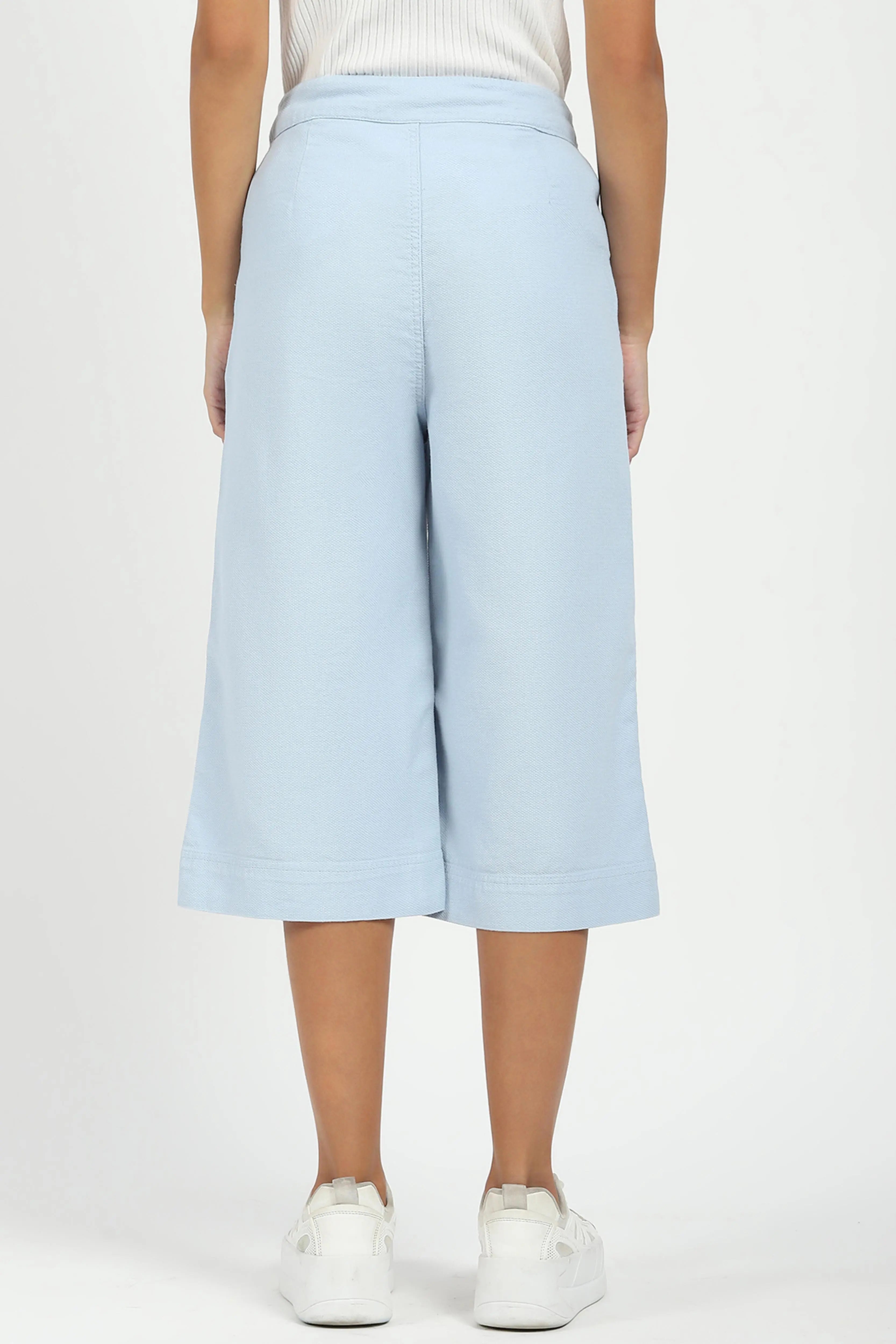 Blue Cotton Relaxed Fit Culottes - Global Republic