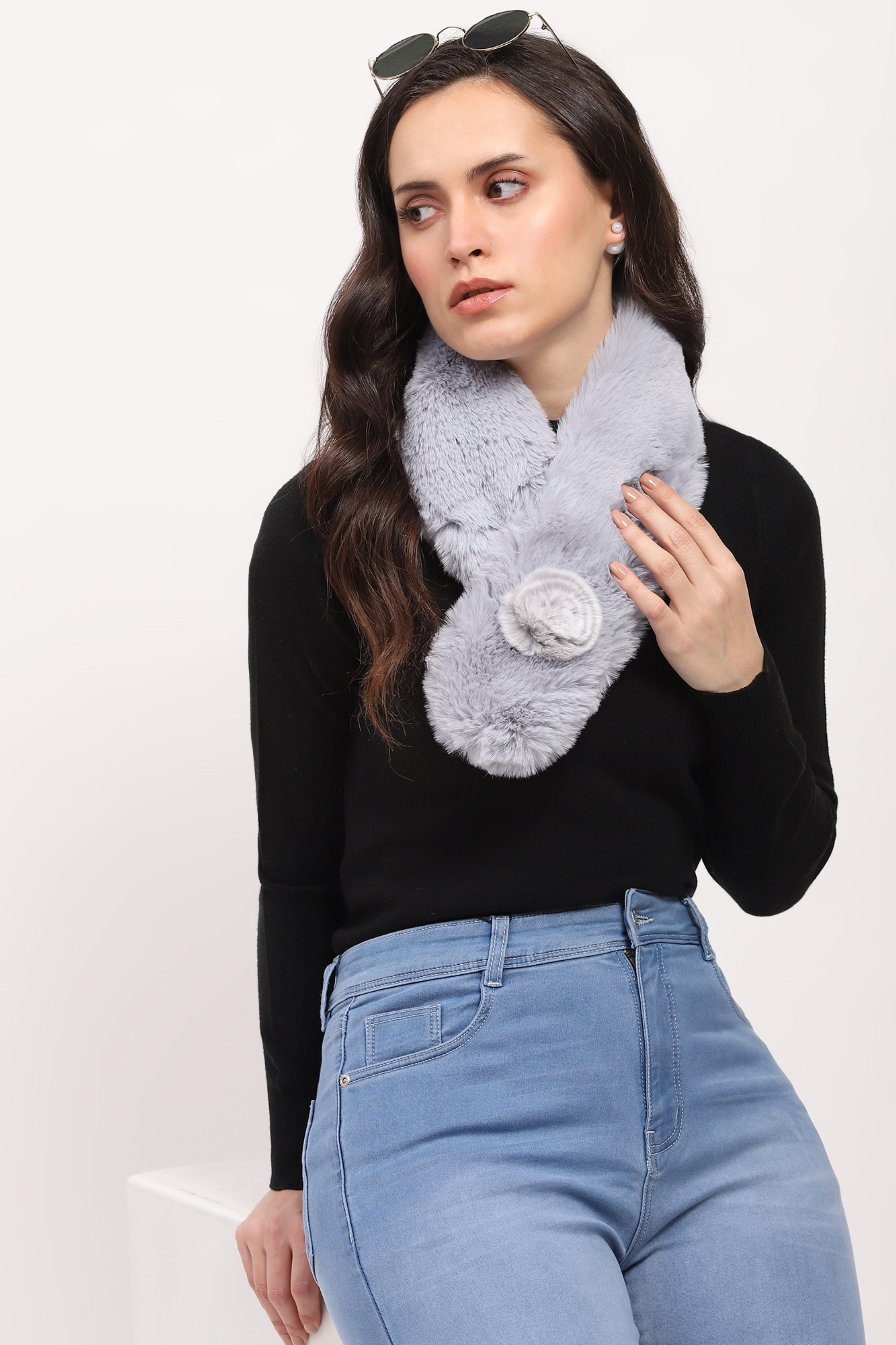 Blue Faux Fur Stole