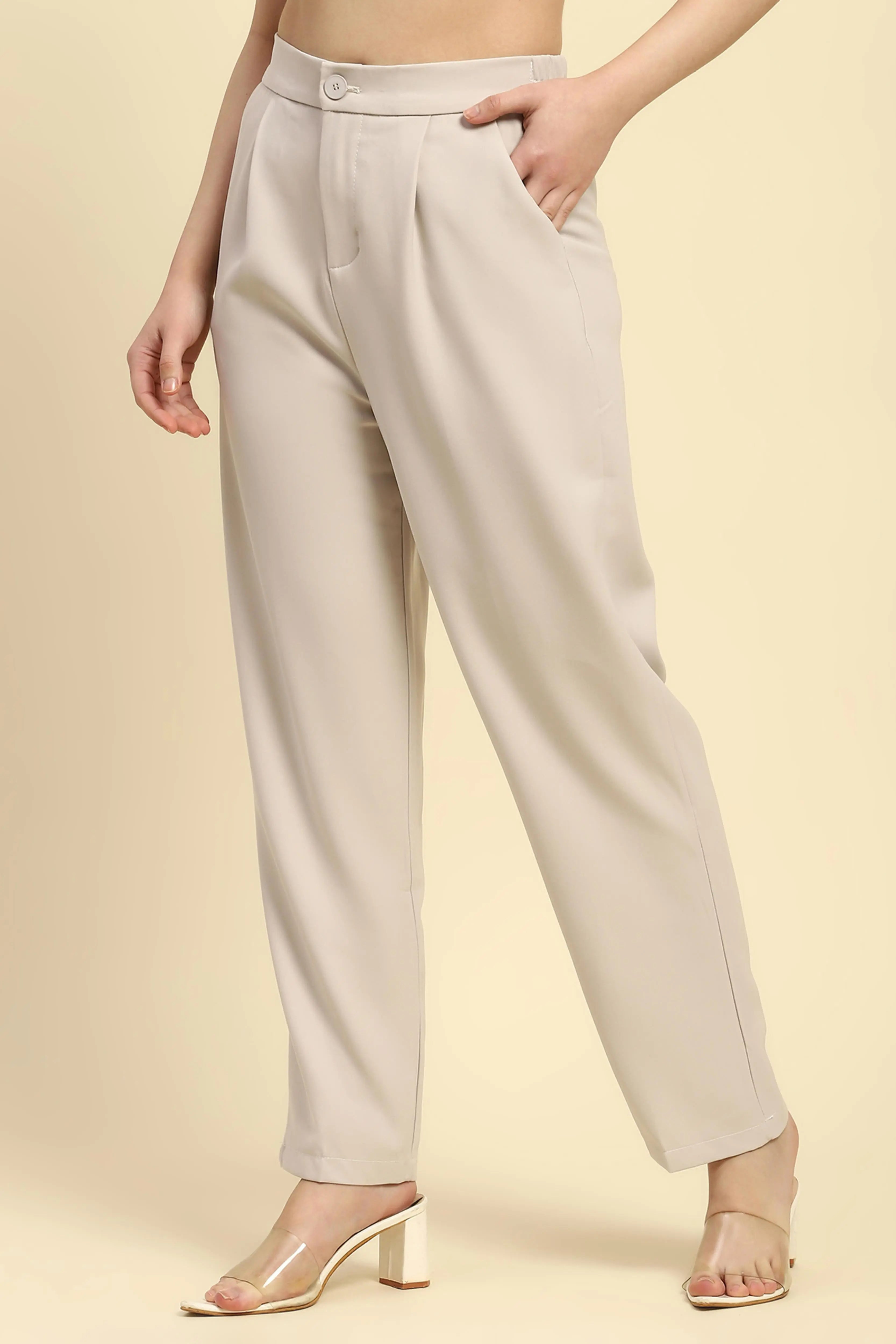 Ecru  Korean Formal Trouser - Global Republic