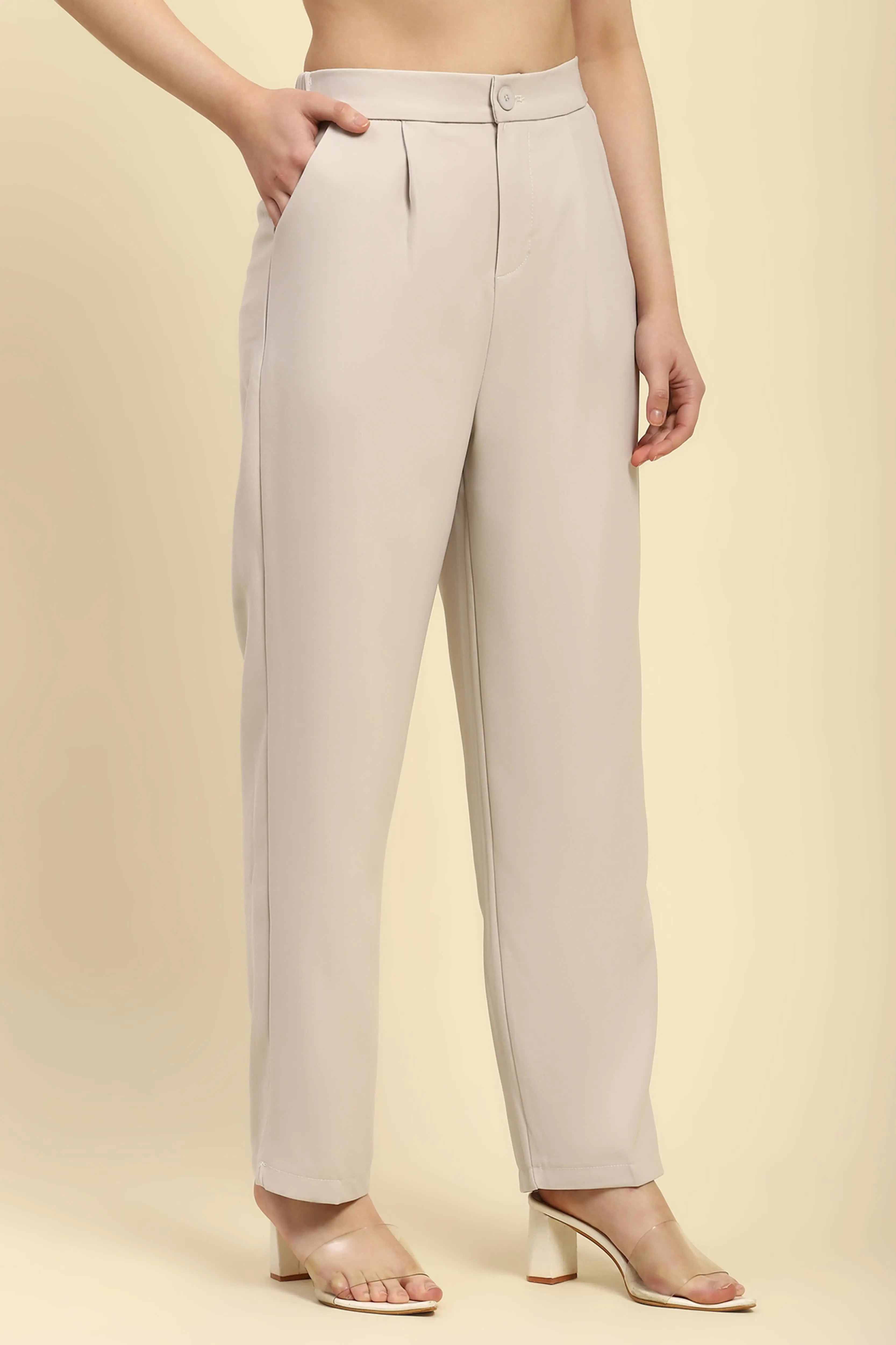 Ecru  Korean Formal Trouser - Global Republic