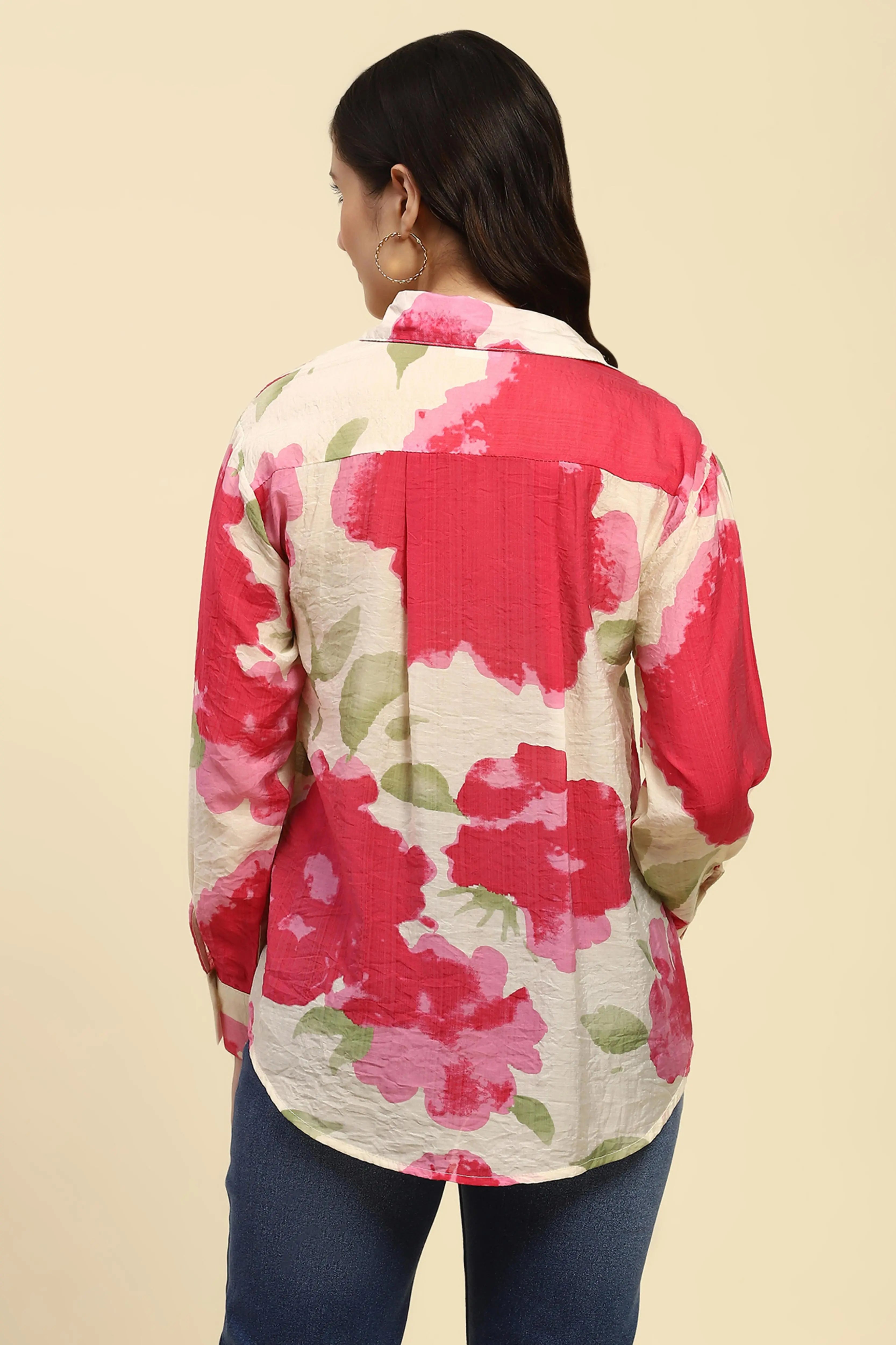 Watercolor Floral Rayon Blend Shirt - Global Republic