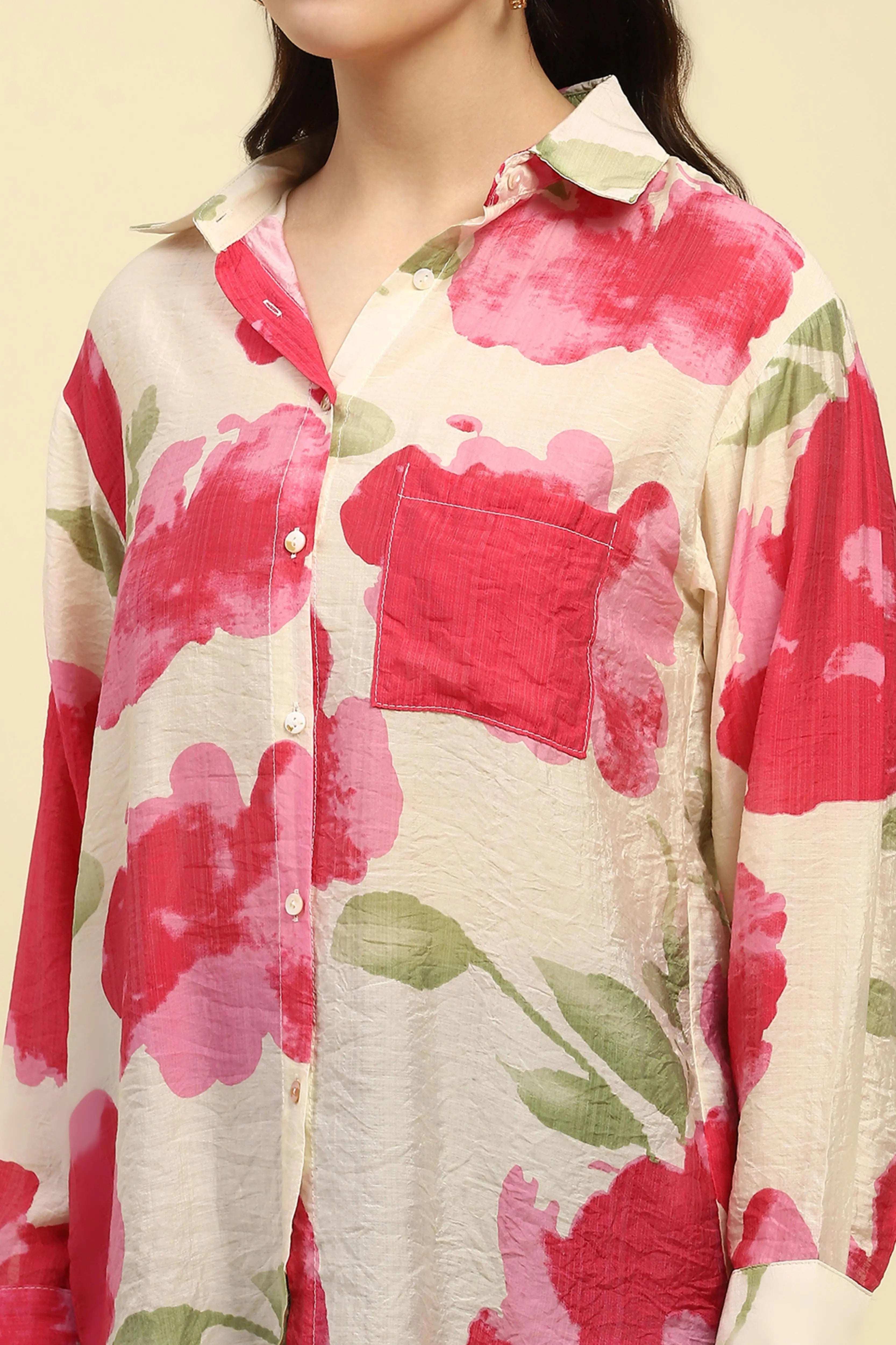 Watercolor Floral Rayon Blend Shirt - Global Republic