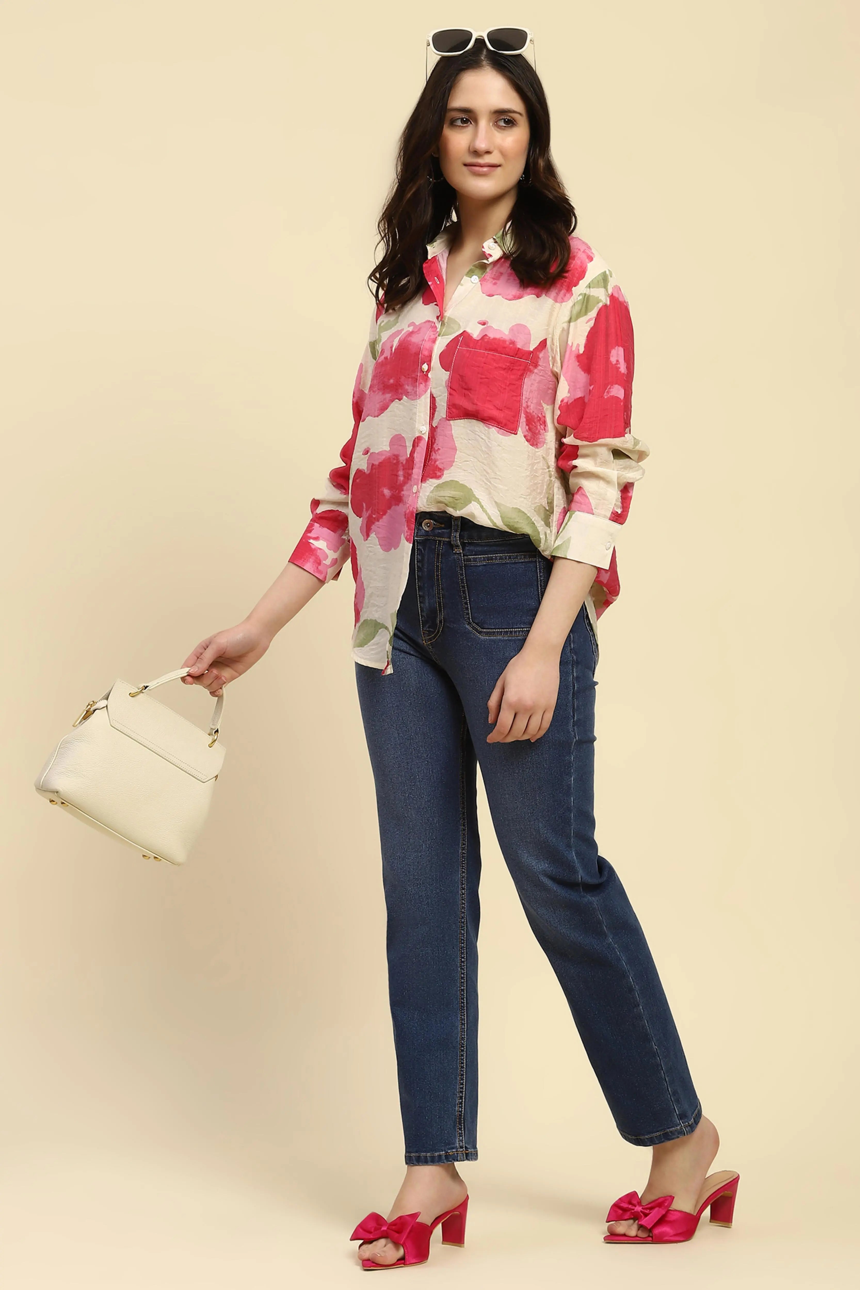 Watercolor Floral Rayon Blend Shirt - Global Republic