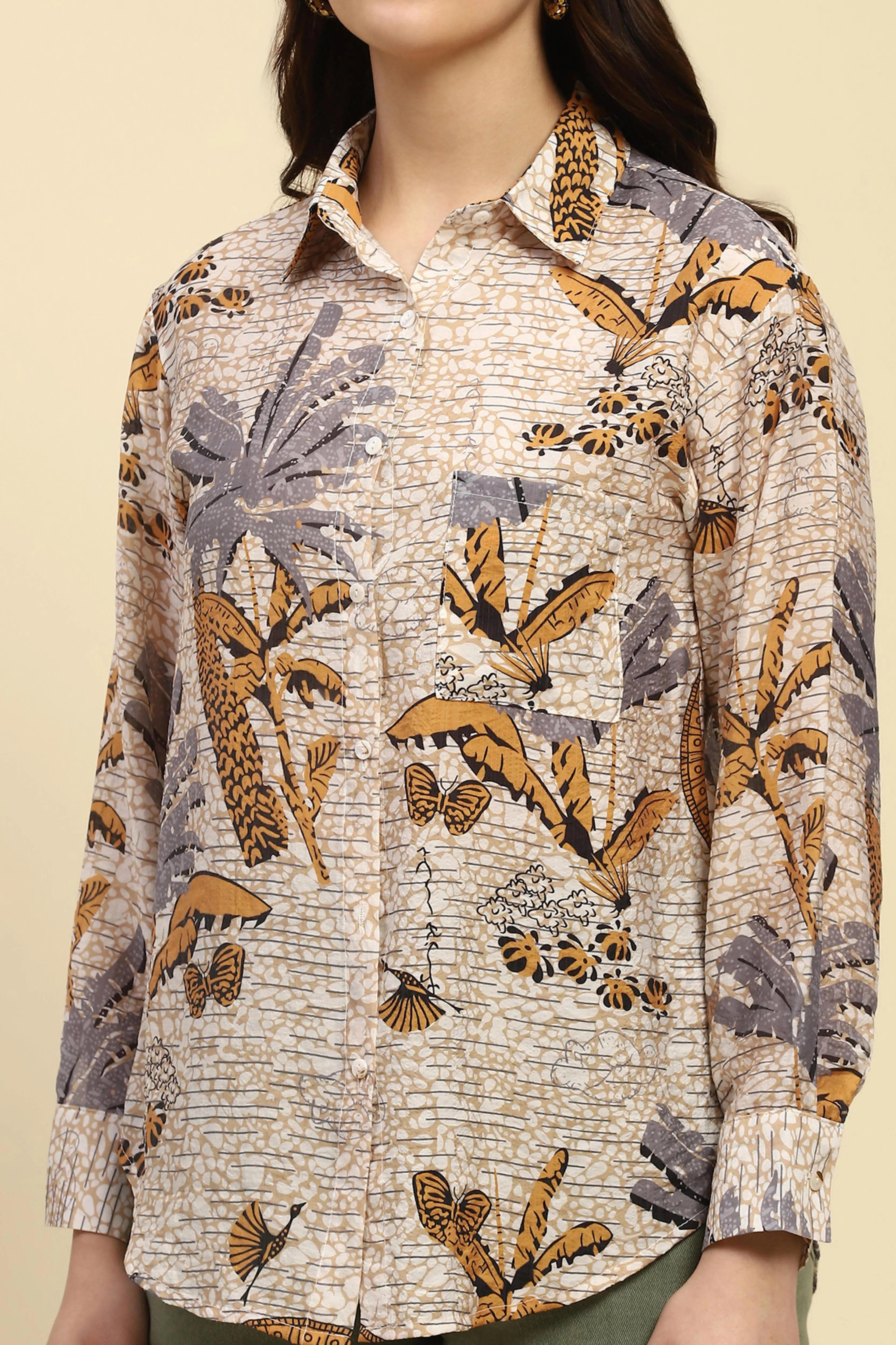Tropical Print Rayon Blend Shirt - Global Republic