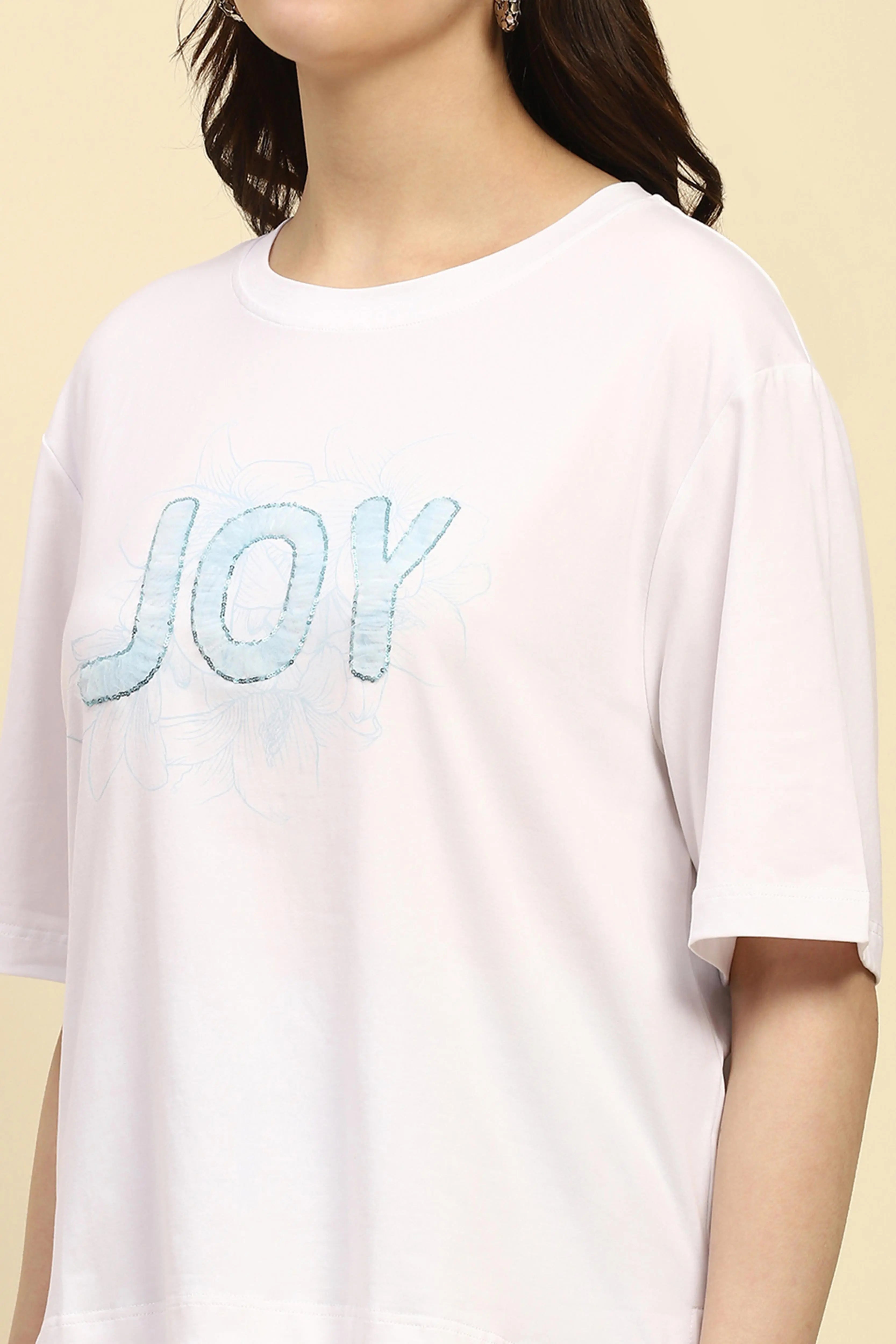 White Embroidered Cotton Boxy Top - Global Republic