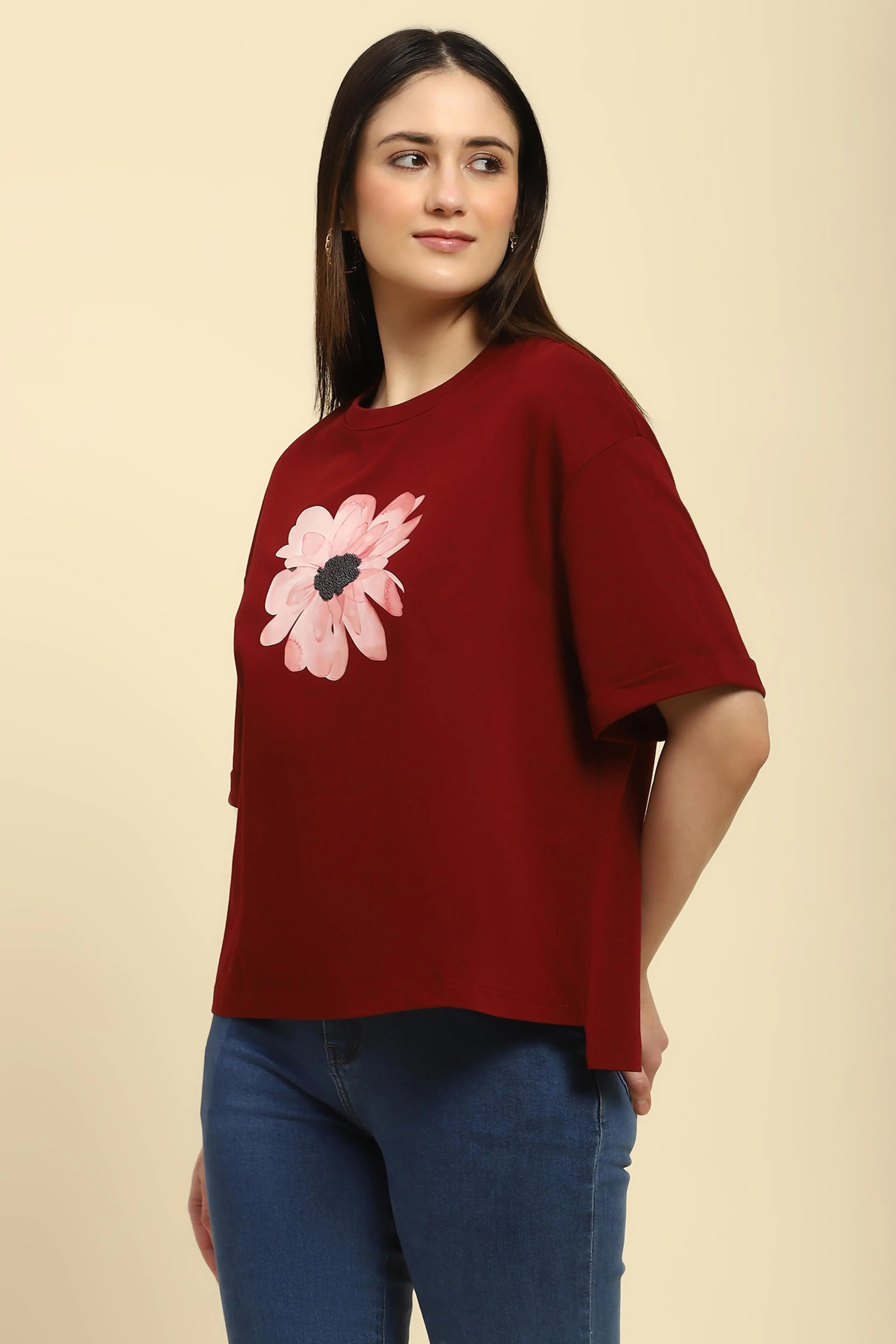 Wine UV Protective Cotton Boxy Top - Global Republic