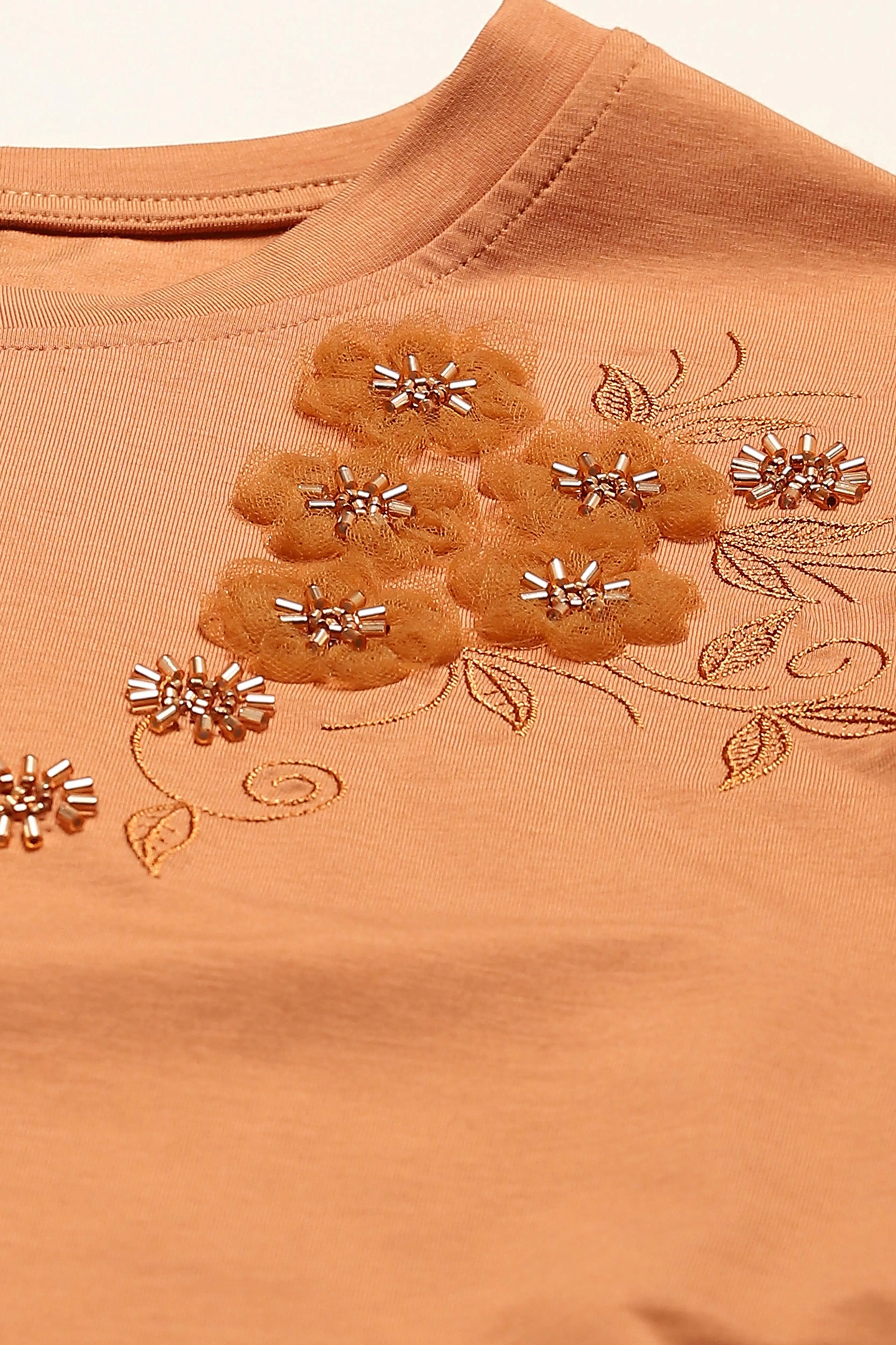 Rust Embroidered Modal Top - Global Republic