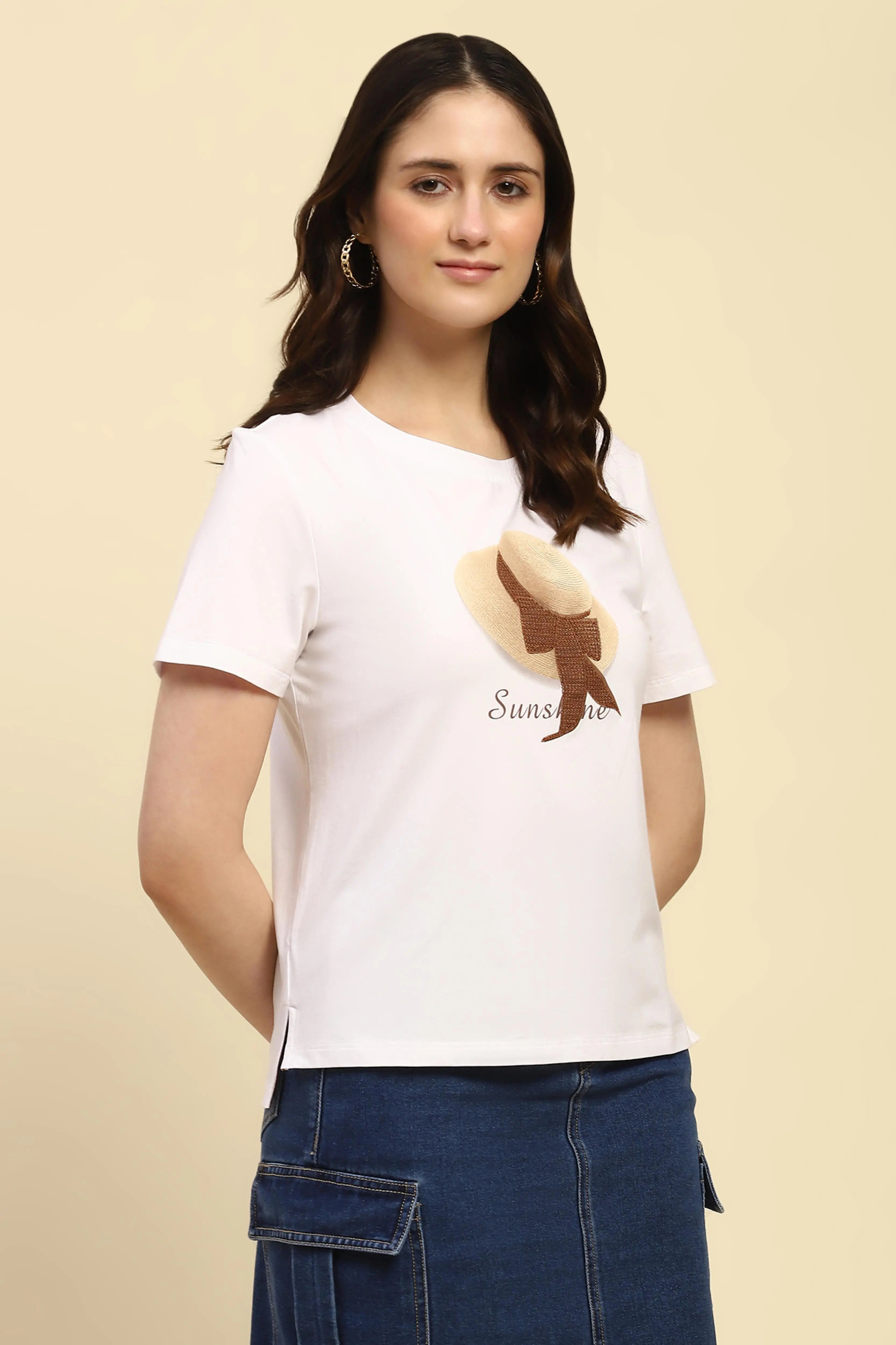 White Embroidered Modal Top - Global Republic