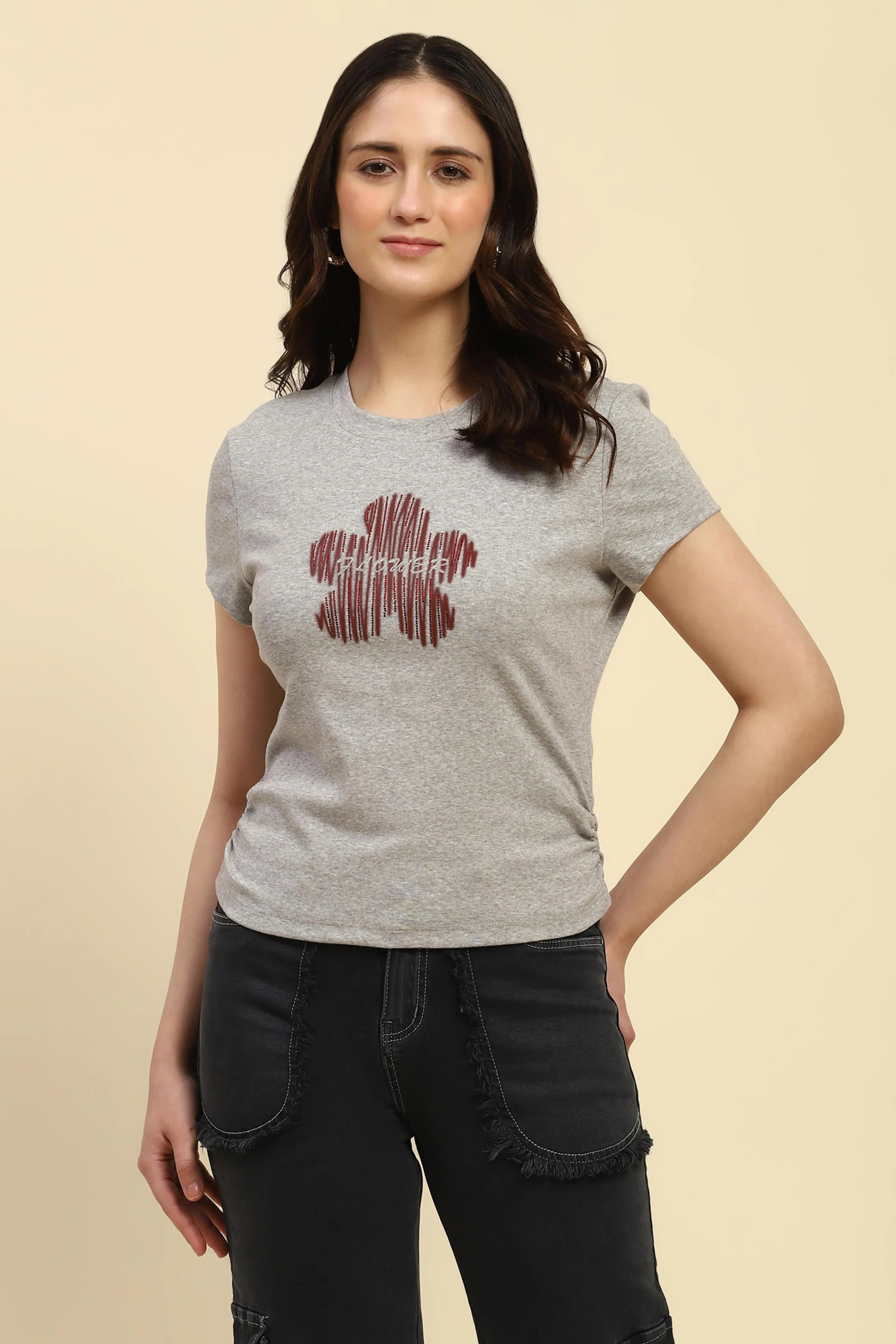 Grey Embellished UV Protective Top - Global Republic