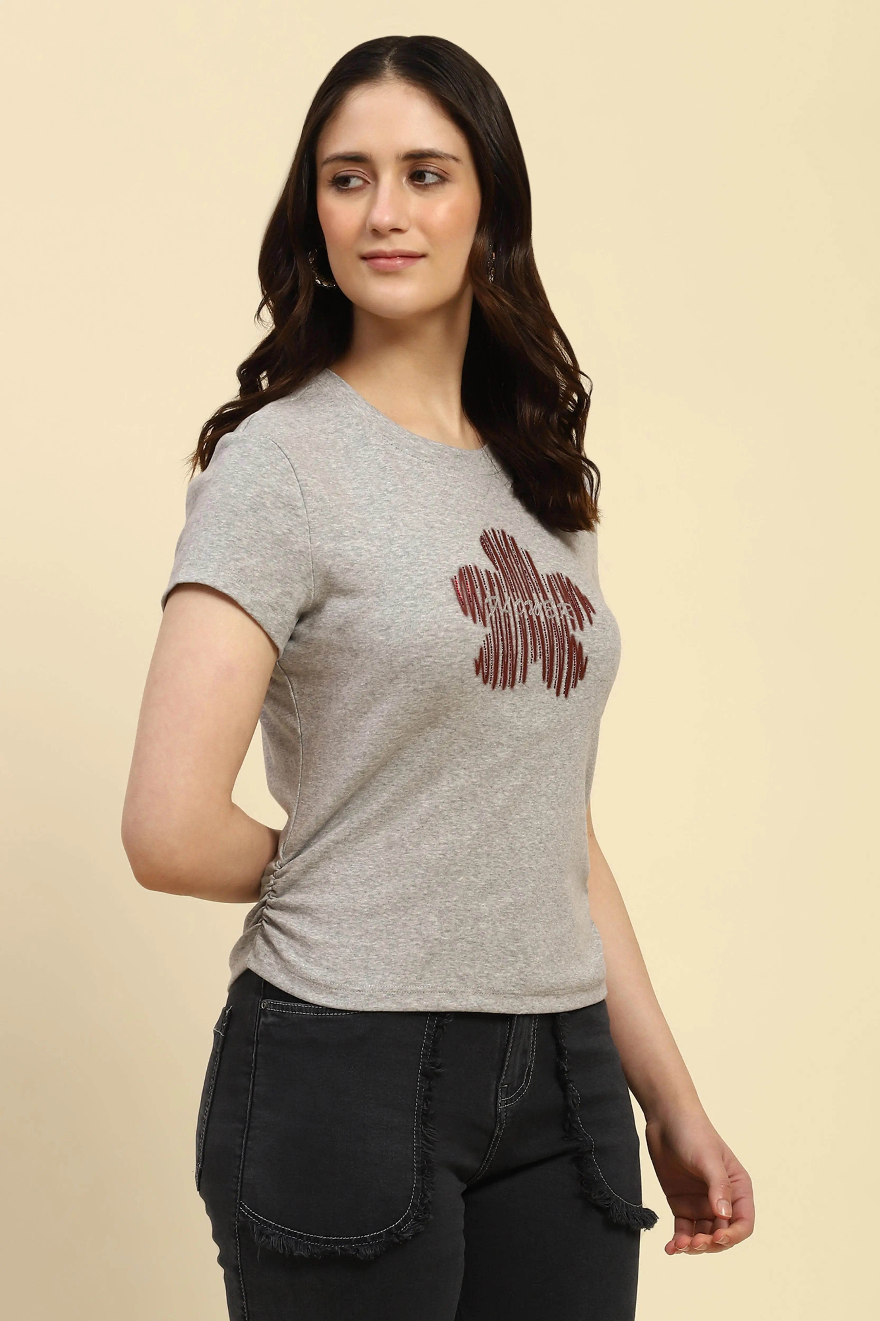 Grey Embellished UV Protective Top - Global Republic