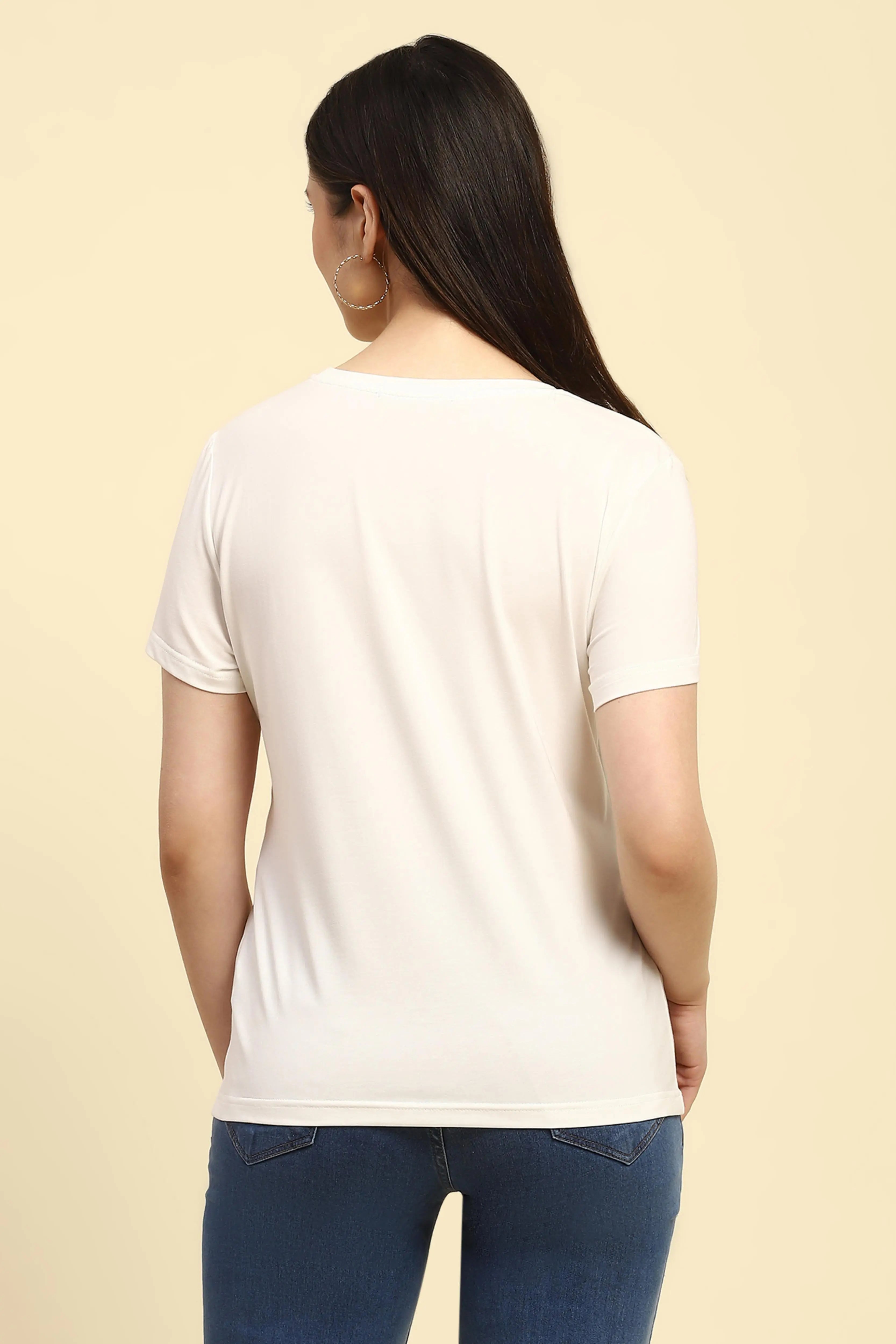 White 3D Embroidered Modal Top - Global Republic