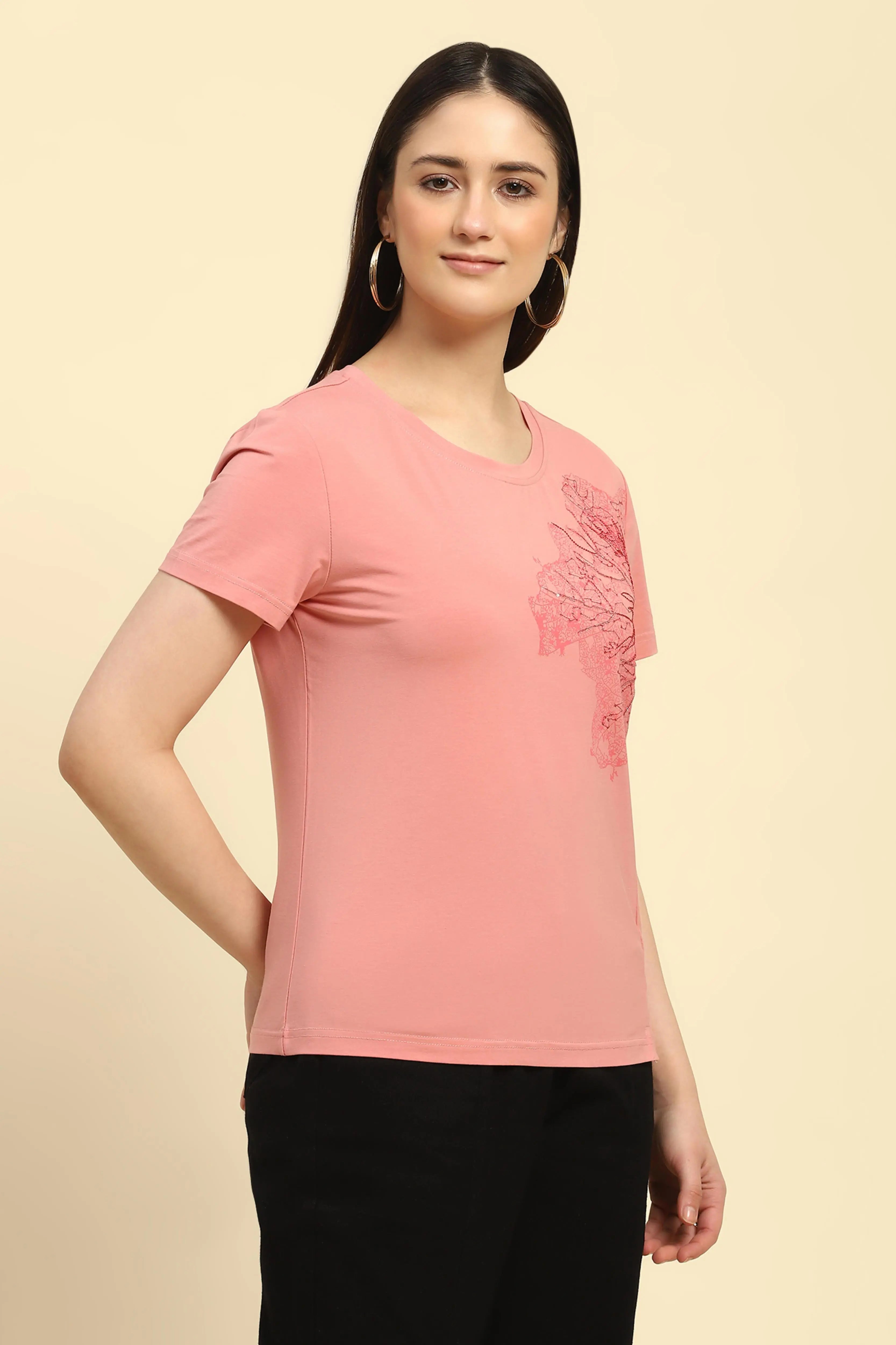 Pink Embroidered Modal Top - Global Republic