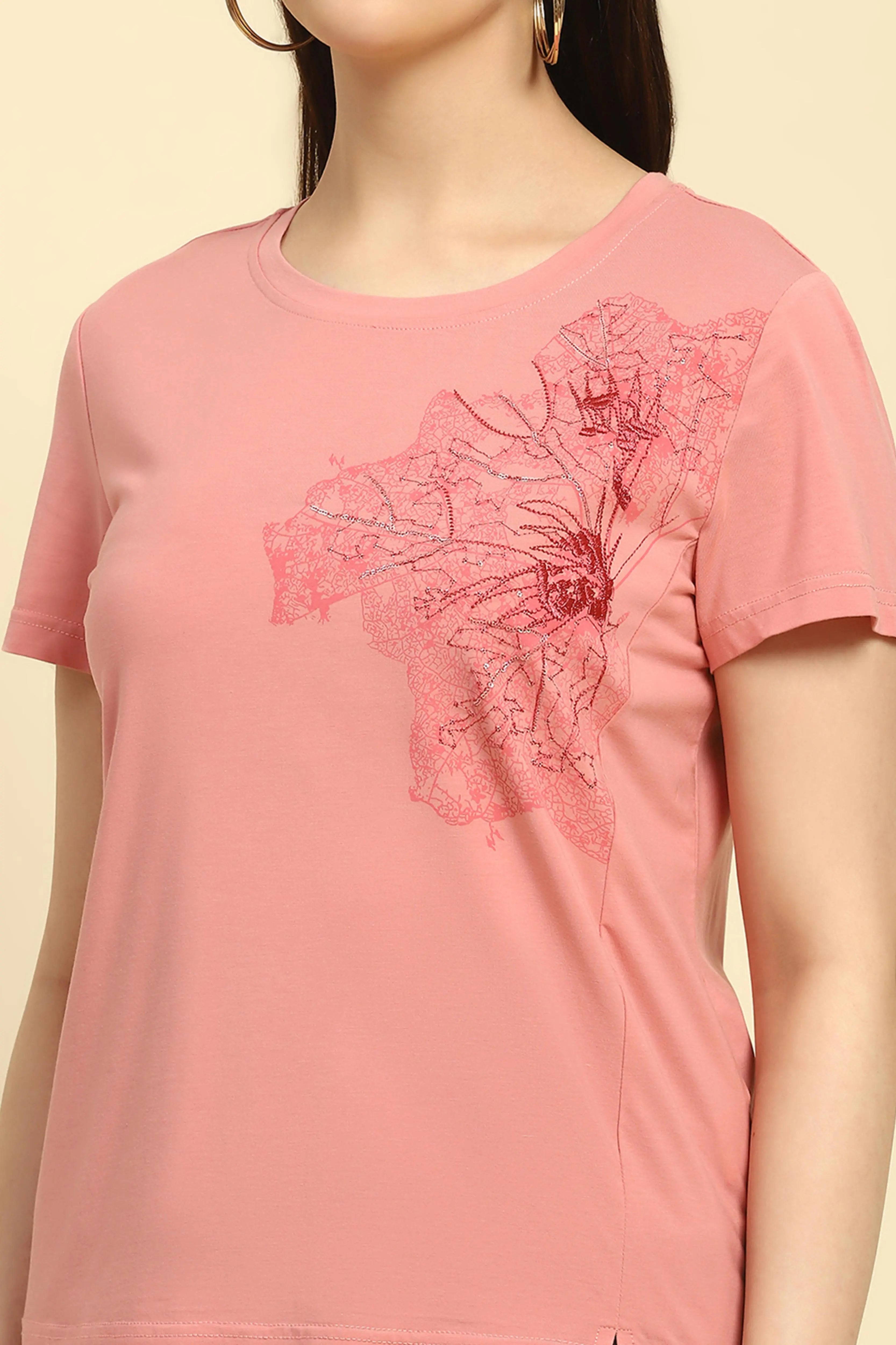 Pink Embroidered Modal Top - Global Republic