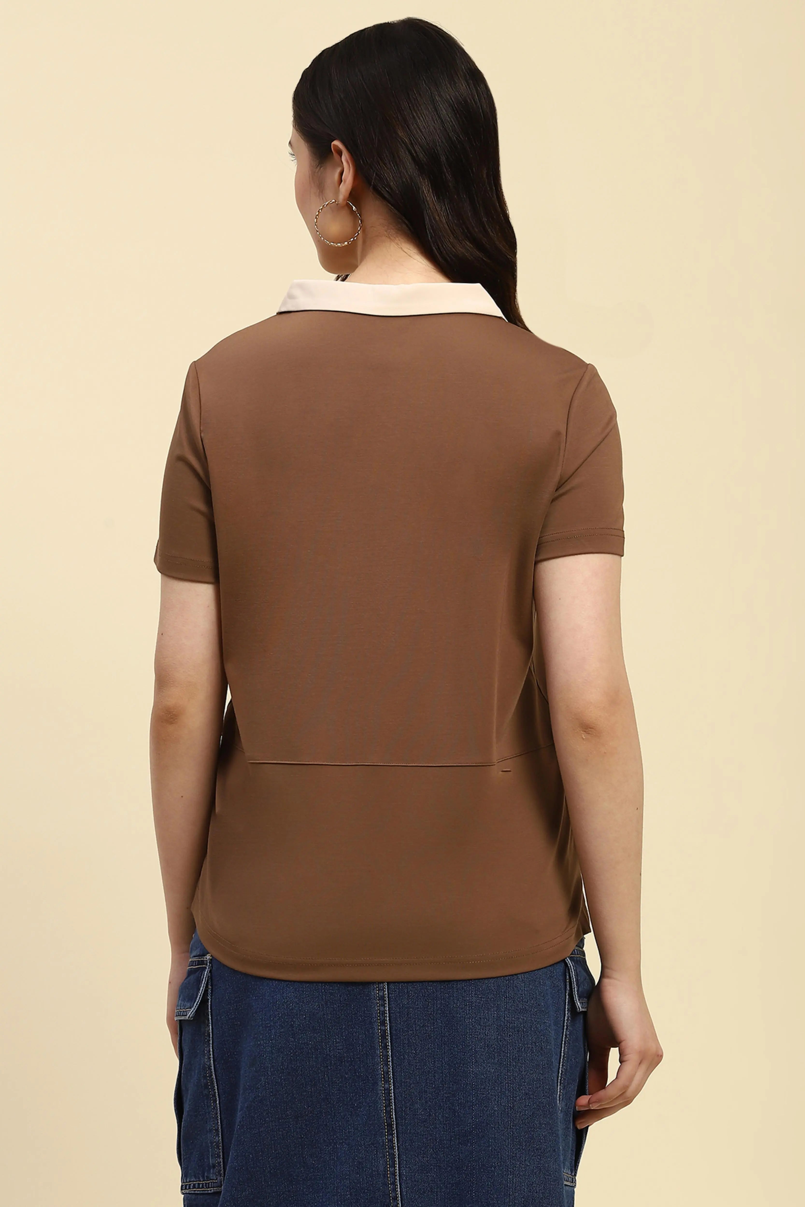 Brown Motivational Quote Viscose Top - Global Republic