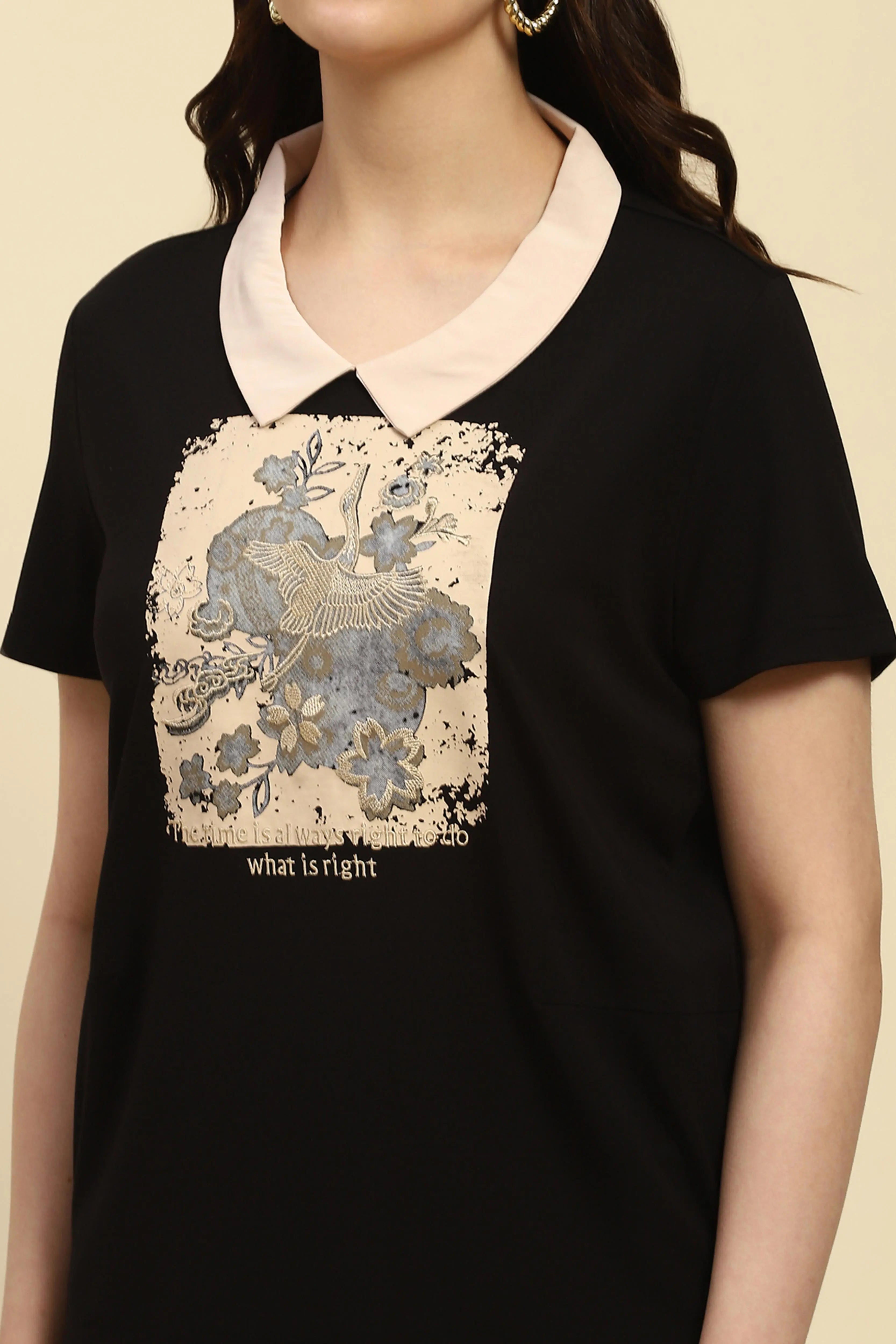 Black Motivational Quote Viscose Top - Global Republic