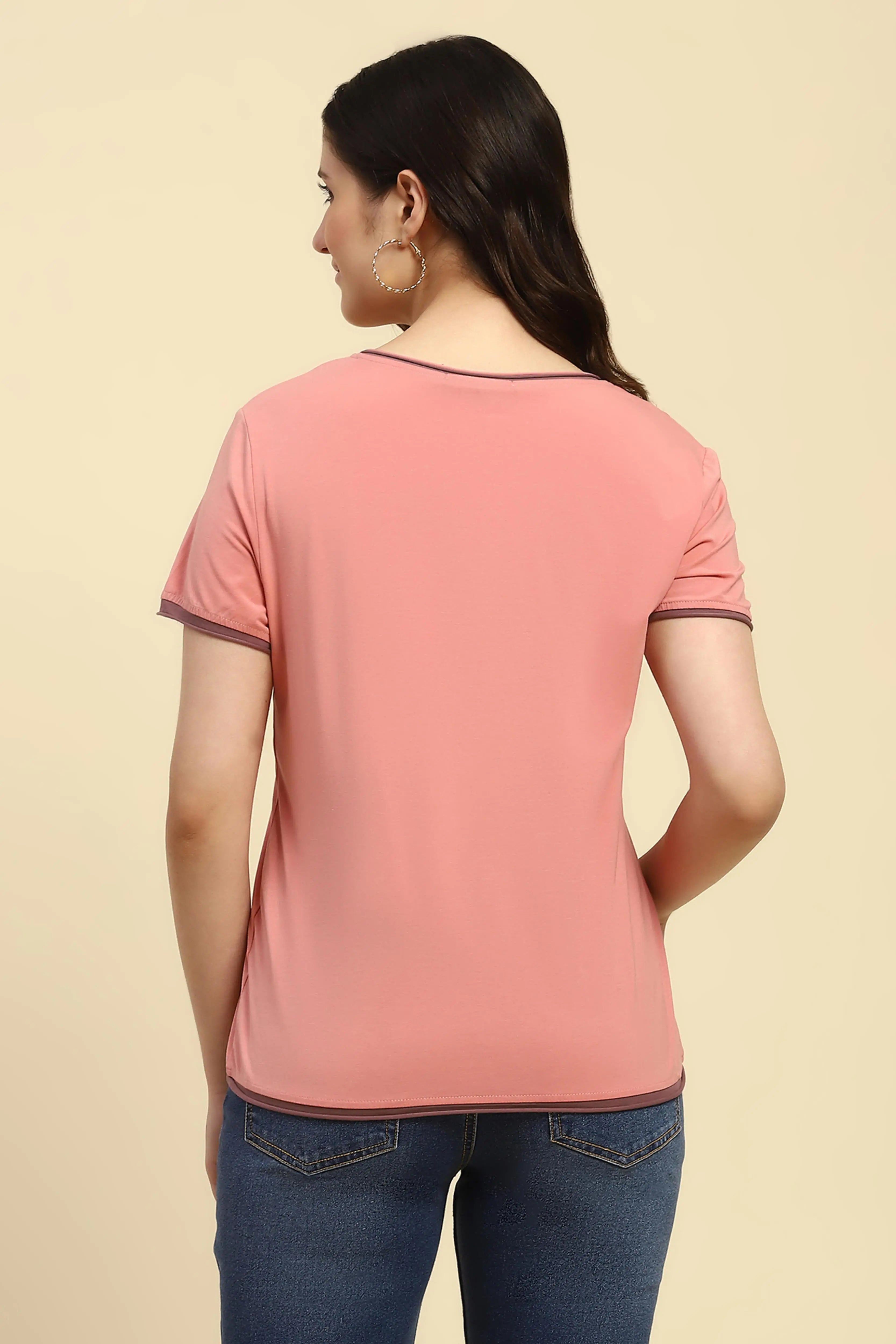 Pink Modal Embroidered Top - Global Republic