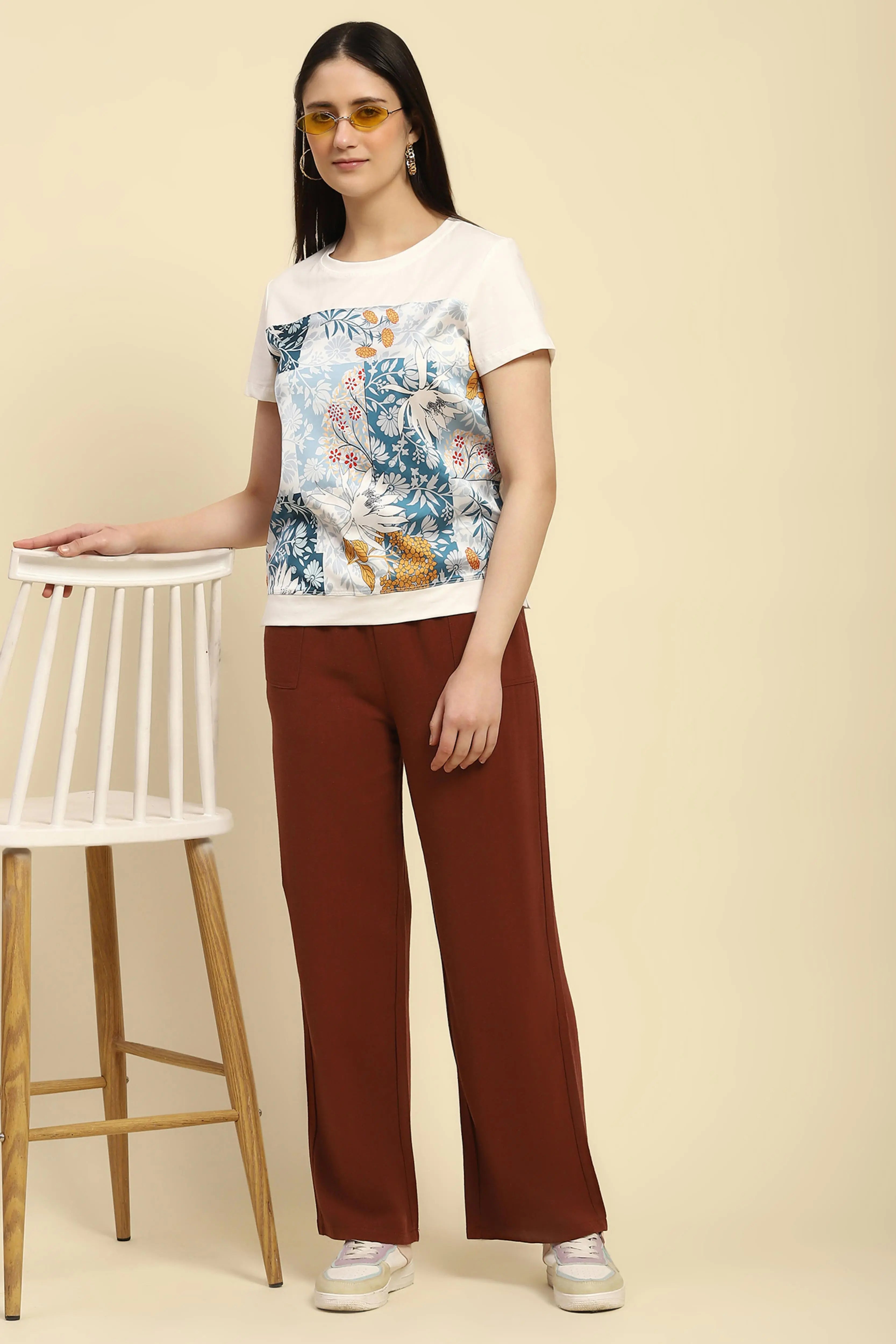 White Graphic Print Cotton Top - Global Republic