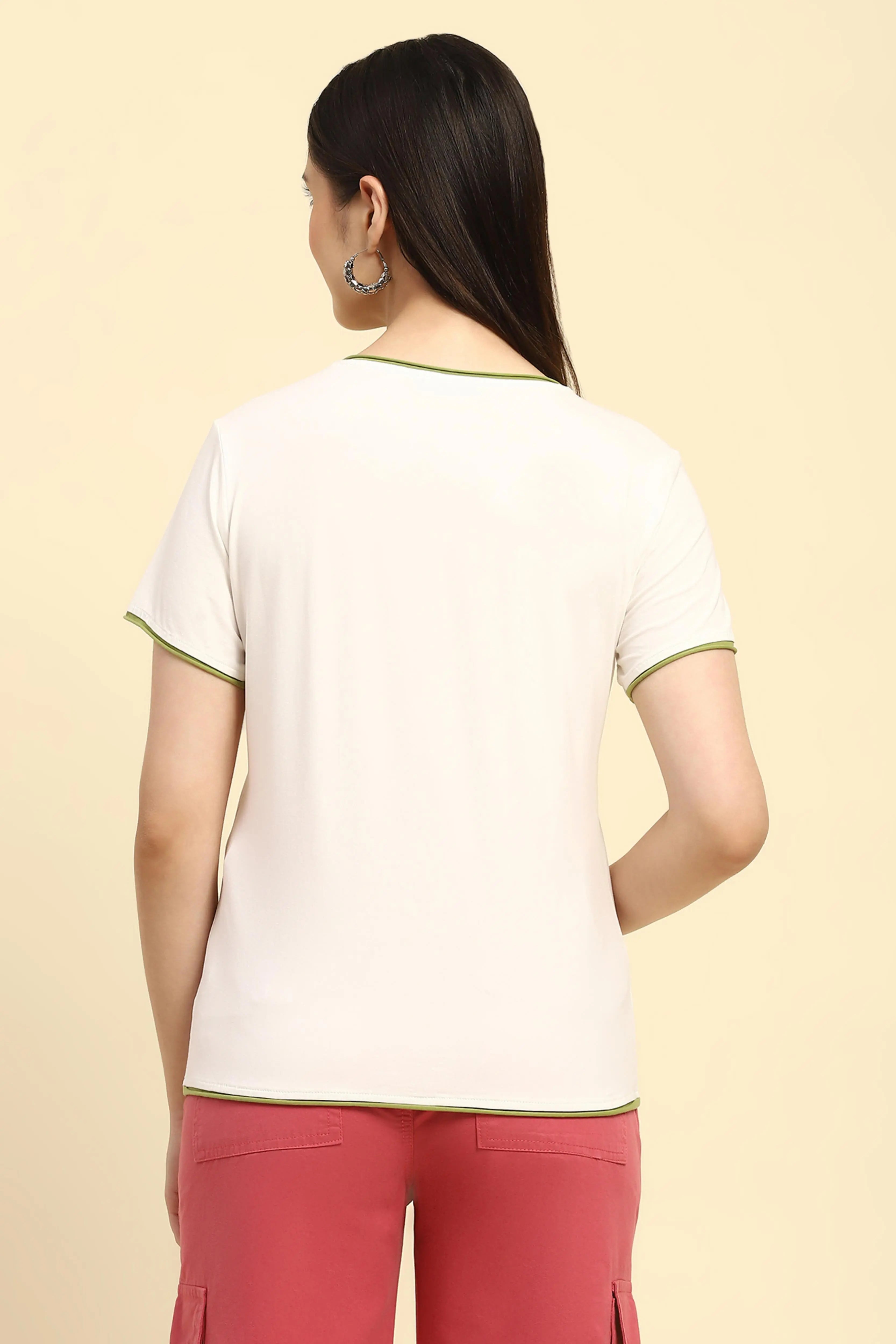 Cream Embroidered Cotton Top - Global Republic