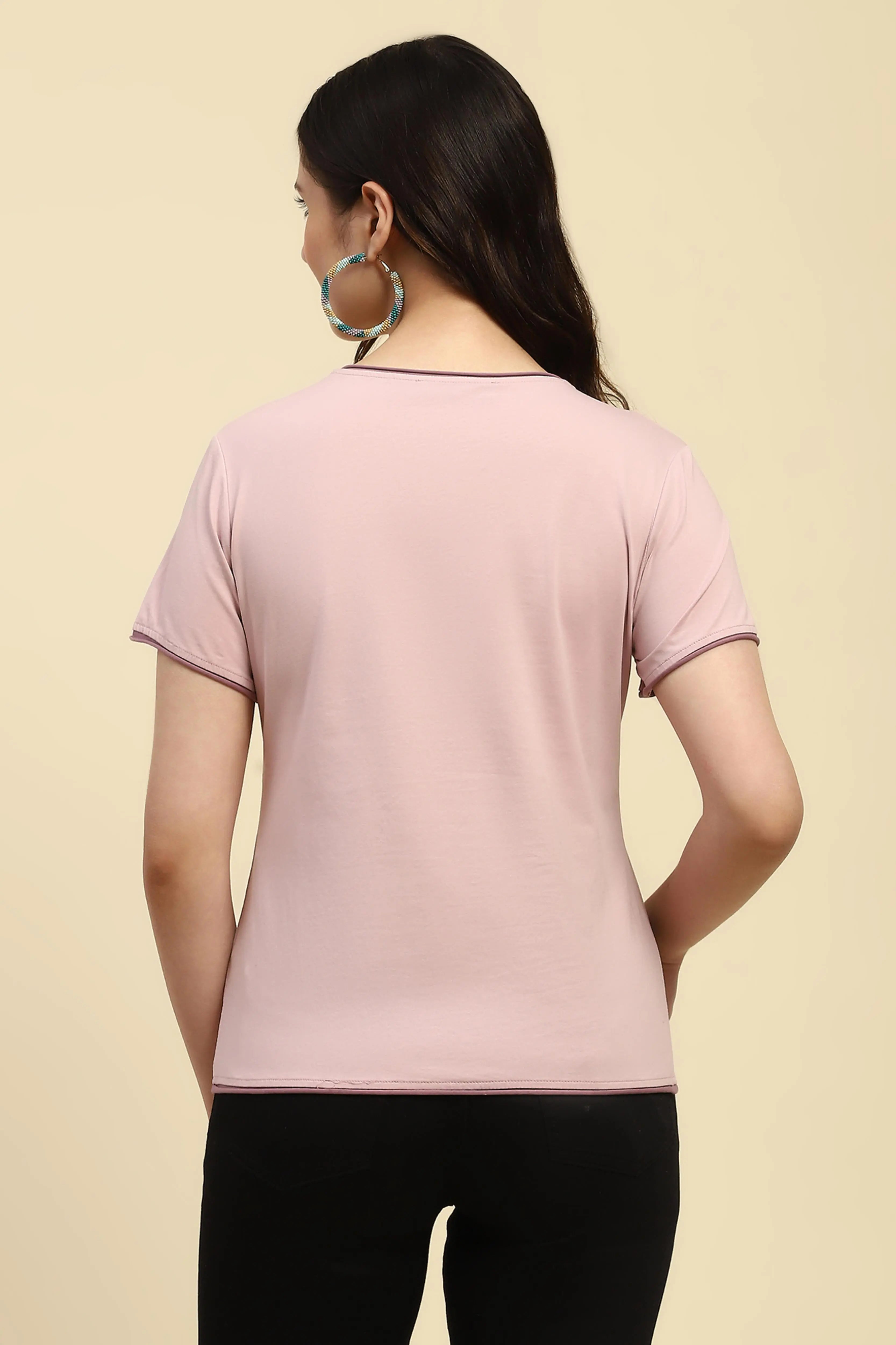 Mauve Embroidered Cotton Top - Global Republic