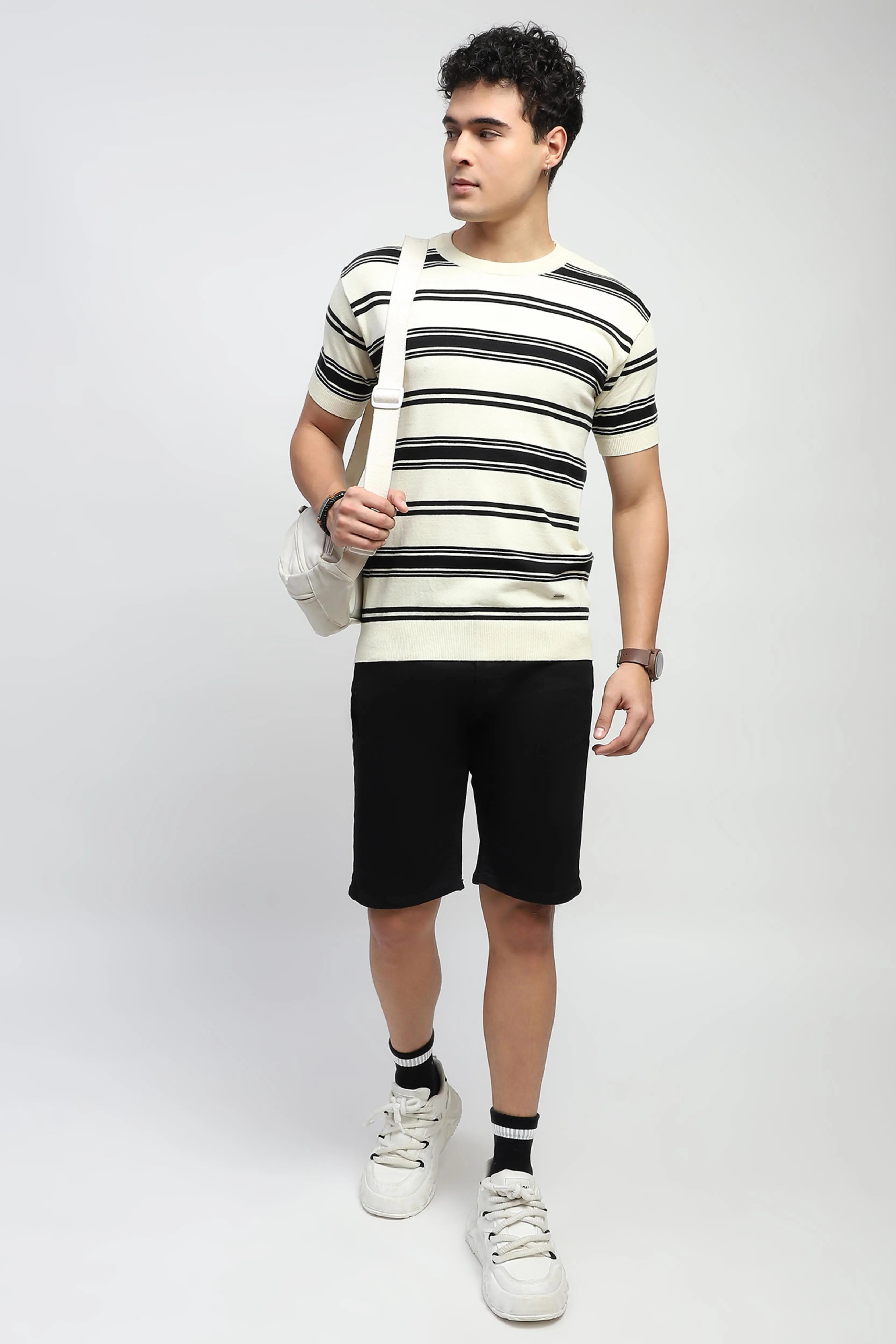 Striped Knitted Cotton T-Shirt - Global Republic