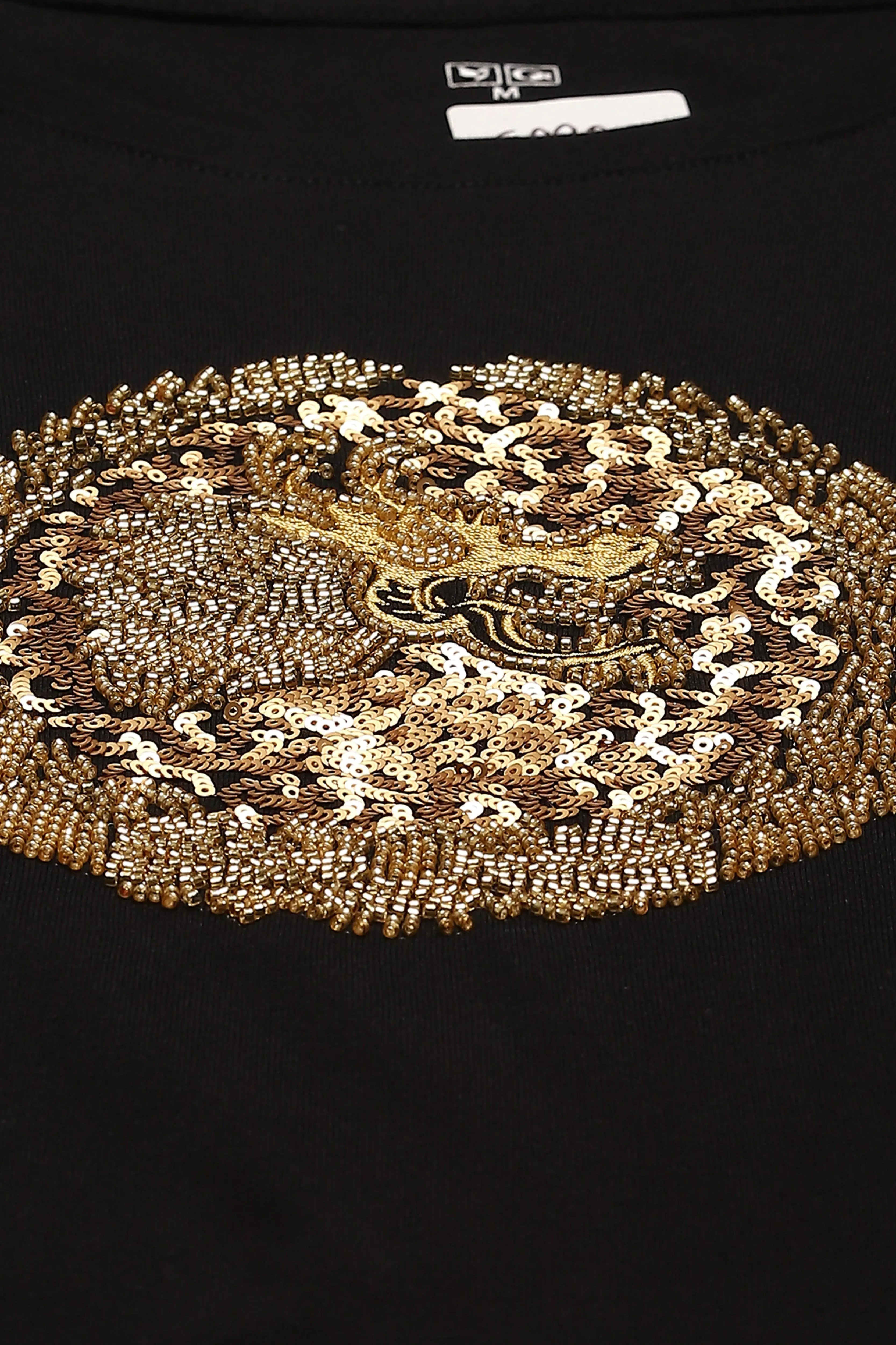 Black Embellished Cotton Top - Global Republic