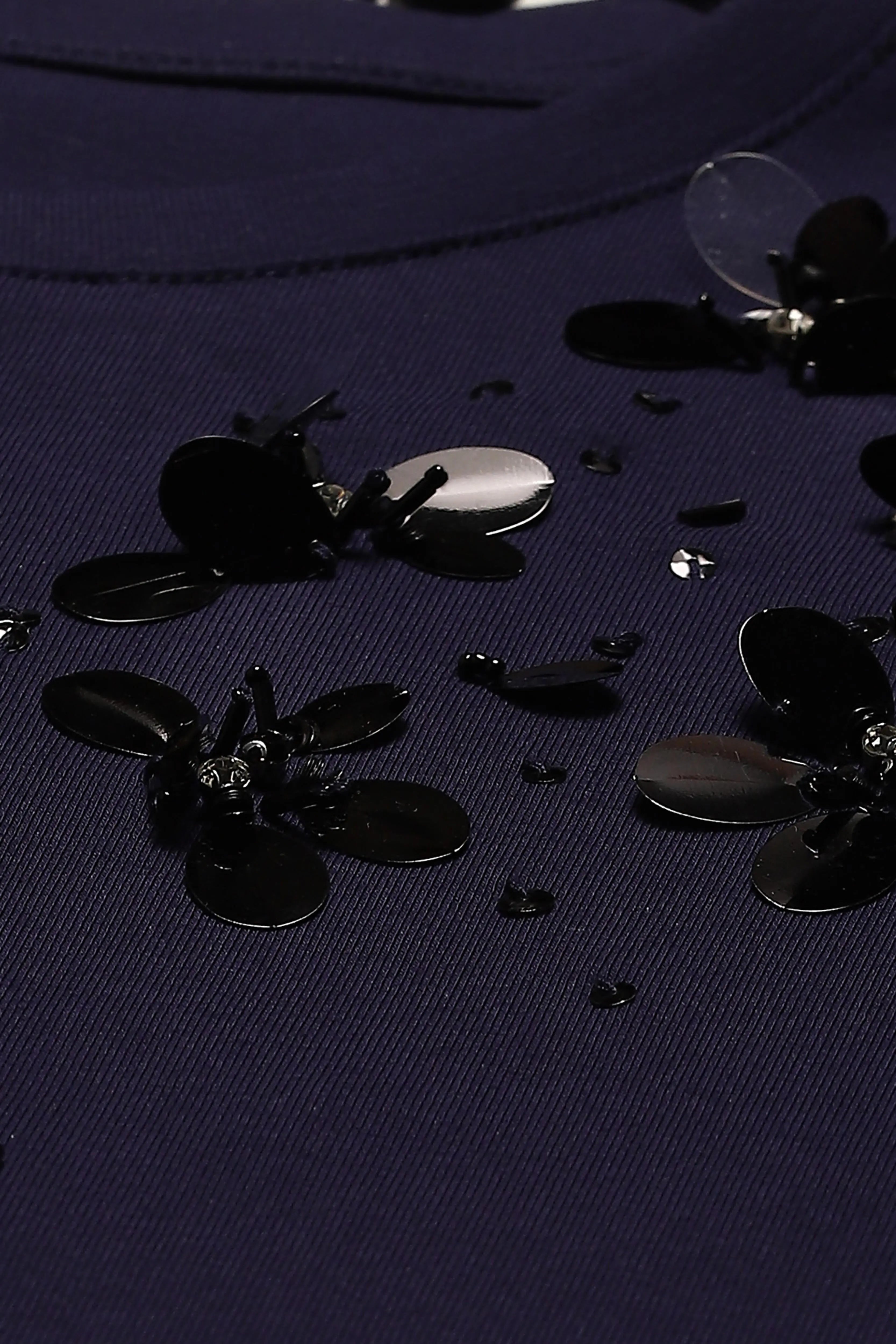 Navy Cotton Embroidered Top - Global Republic