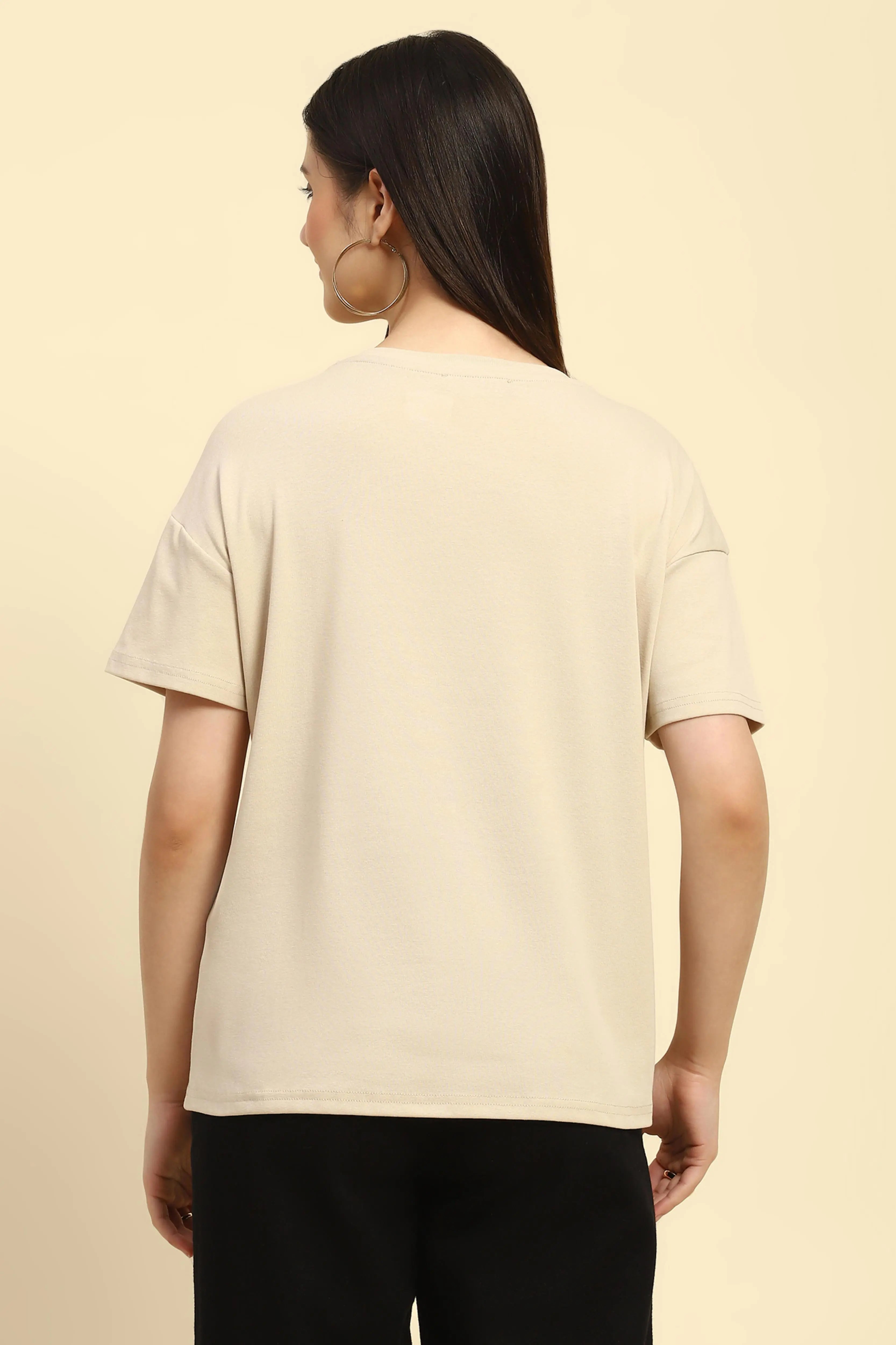 Beige Embroidered Cotton Loose Fit Top - Global Republic